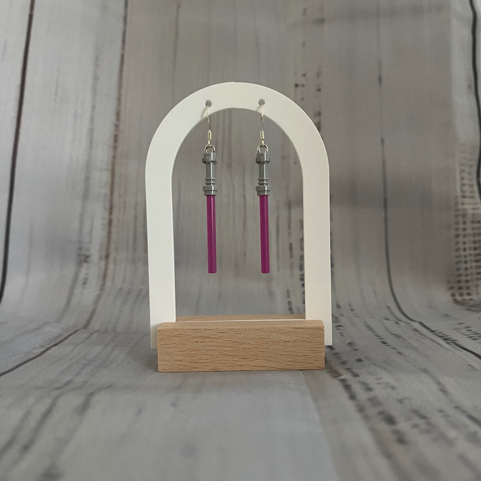 LEGO Lightsaber oorbellen - donker roze