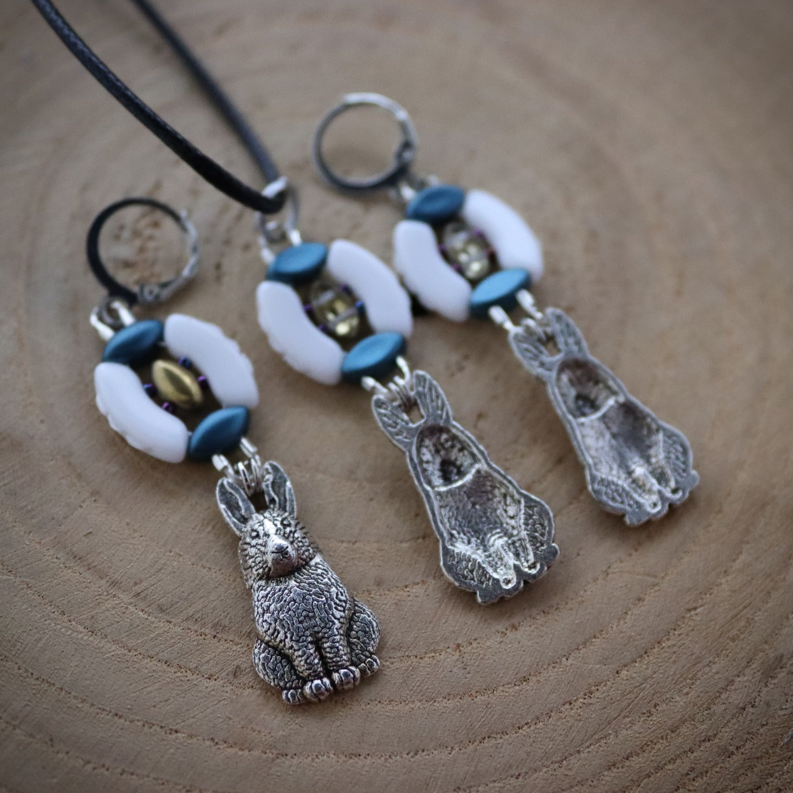 Vrolijk & Dierenliefde, konijnen sieradenset met ketting en oorbellen voor voorjaar of Pasen