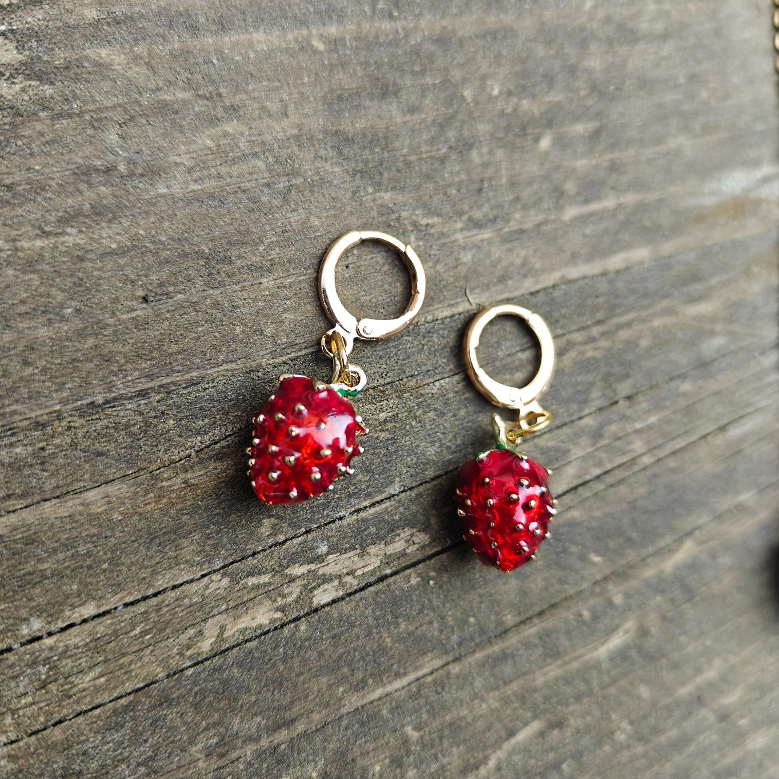 Aarbei ketting en oorbellen set