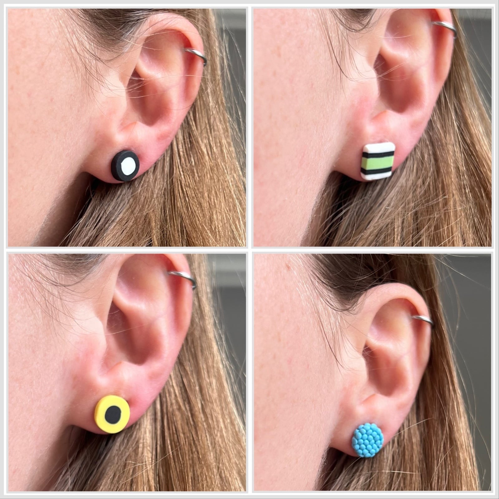 Engelse drop knopjes oorbellen (4 stuks)