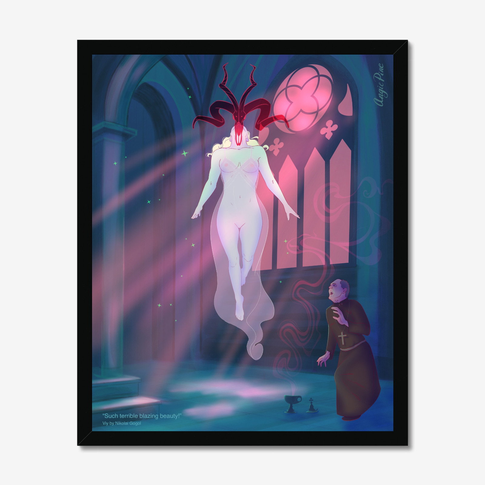 Fanart voor de horrornovelle De Viy van Nikolai Gogol, boekillustratie 40 x 50 cm, kunstprint