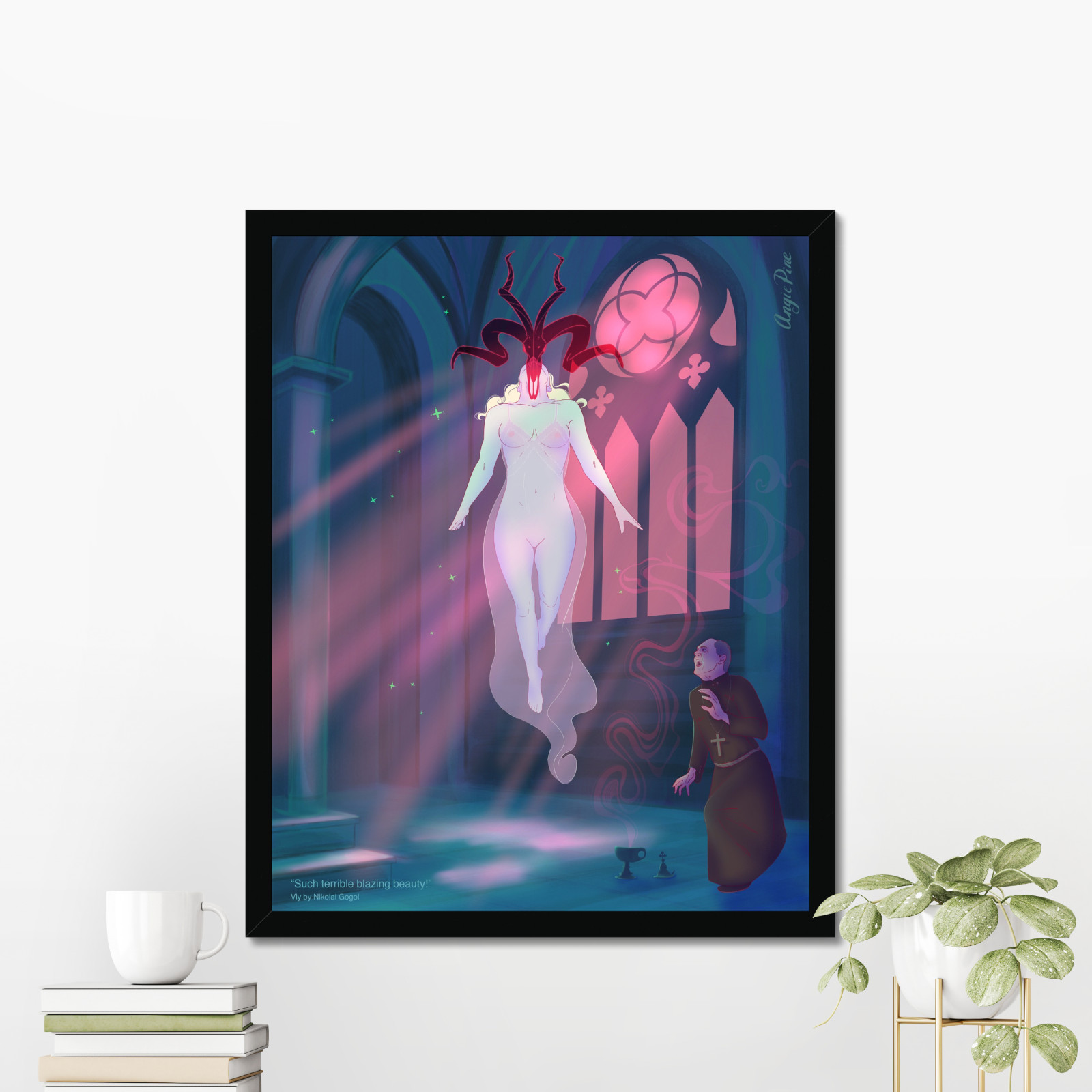 Fanart voor de horrornovelle De Viy van Nikolai Gogol, boekillustratie 40 x 50 cm, kunstprint