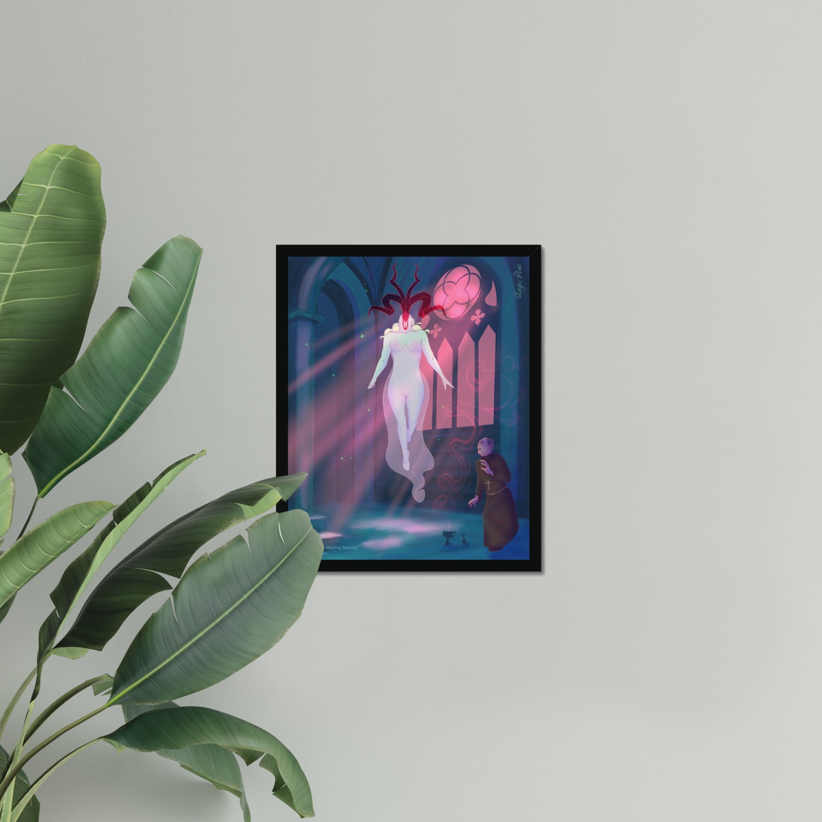 Fanart voor de horrornovelle De Viy van Nikolai Gogol, boekillustratie 40 x 50 cm, kunstprint