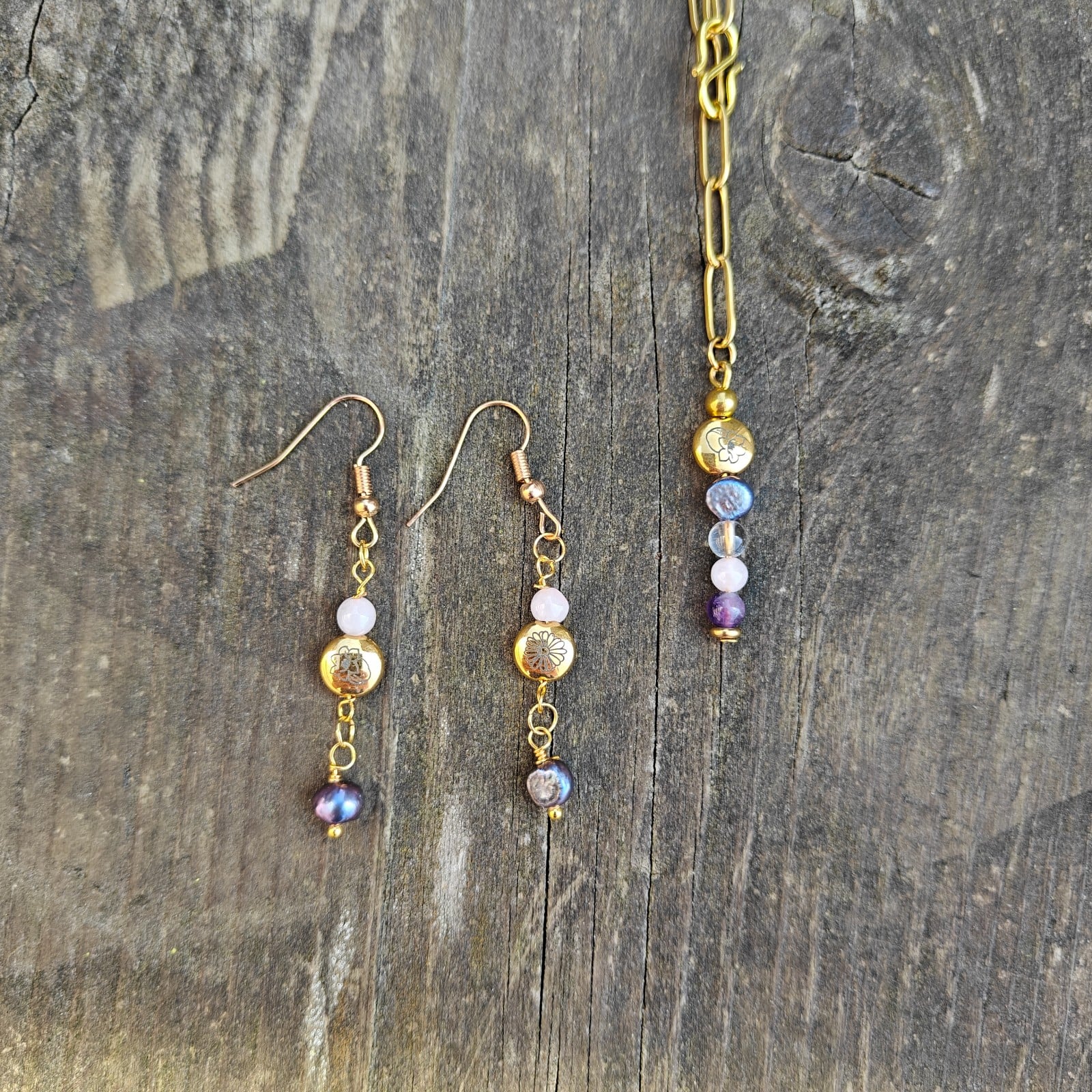 Floral ketting en oorbelen set