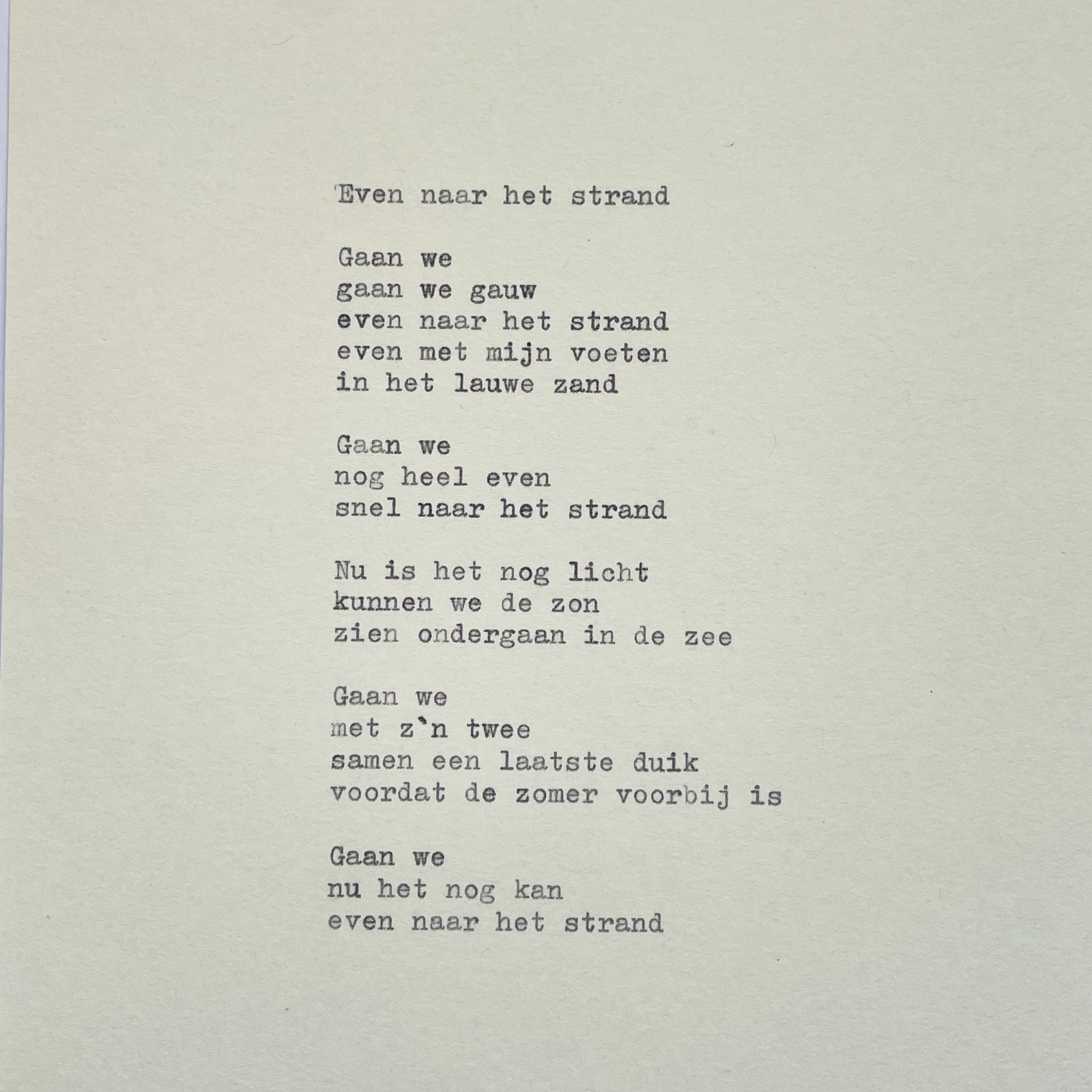 Gedicht - Even naar het strand