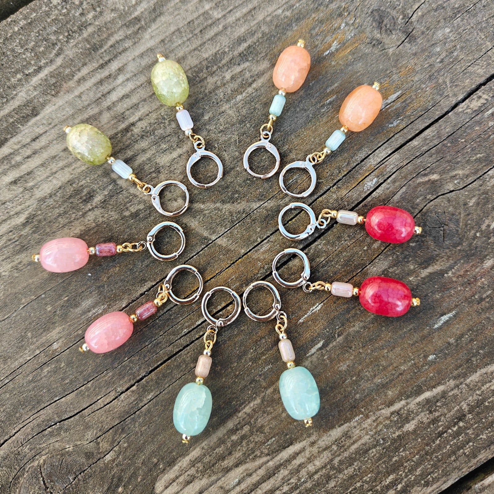 Kwarts oorbellen, 5 paar