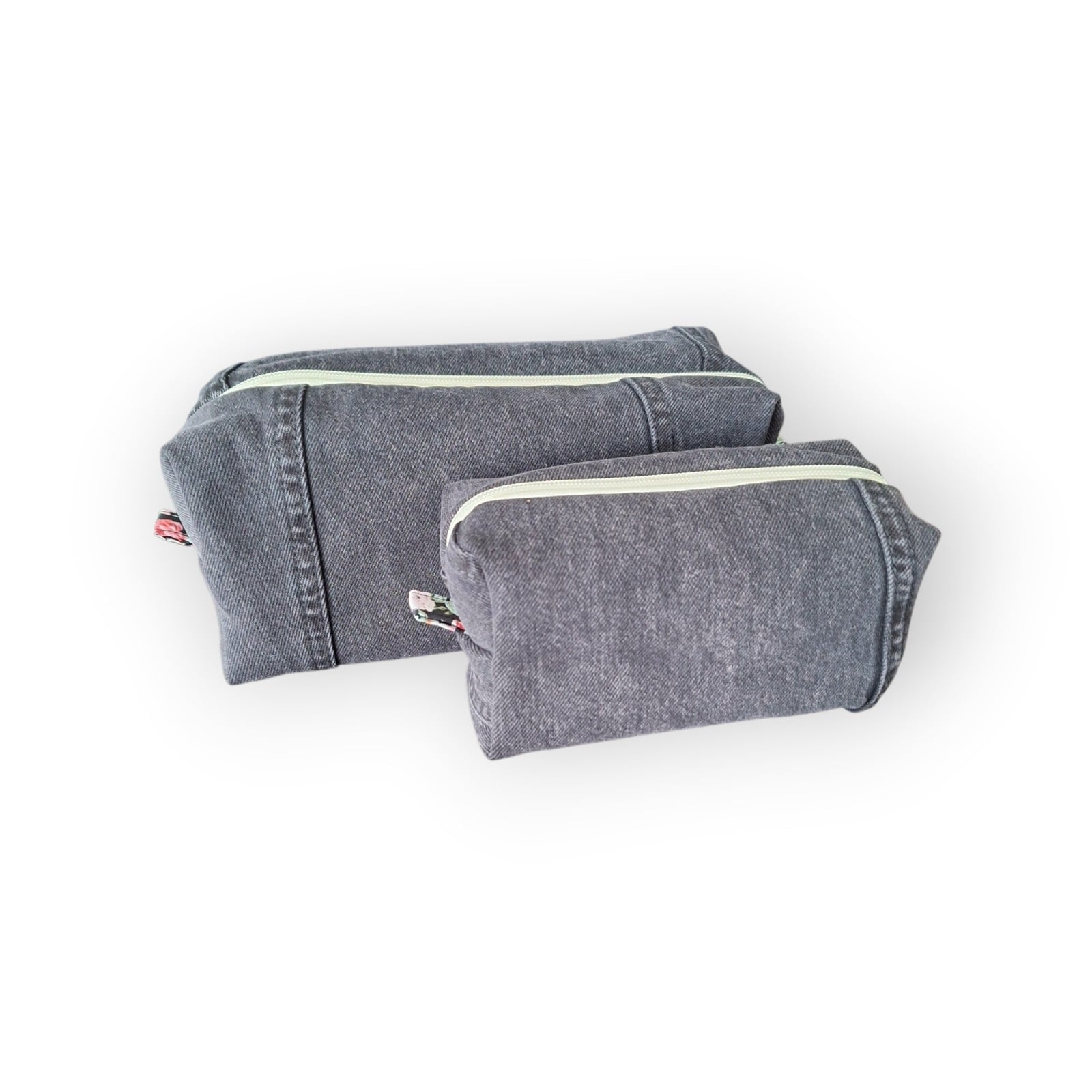 Make-up/toilettassen maat L & S van gerecycled jeans