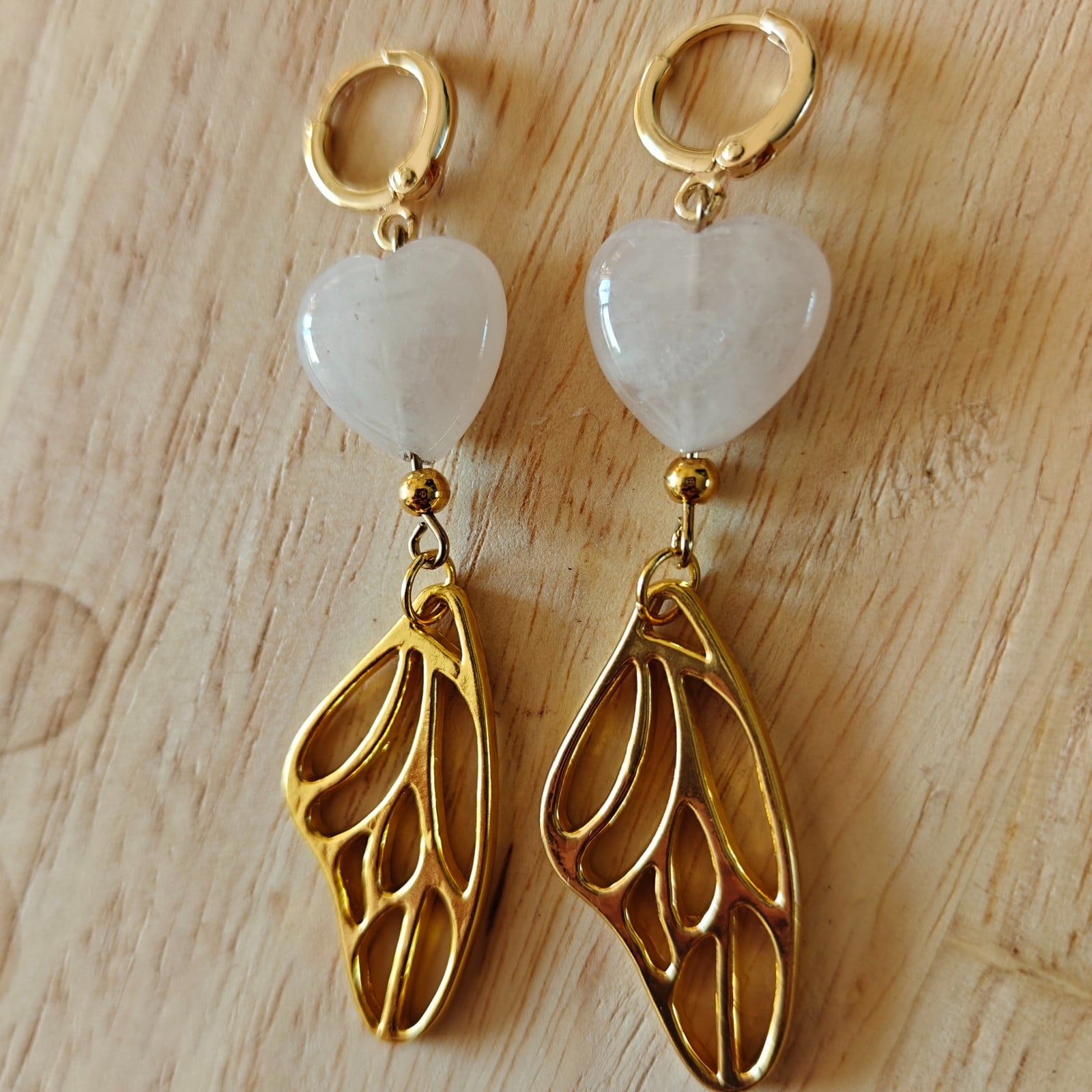 Rozenkwarts oorbellen in flesje