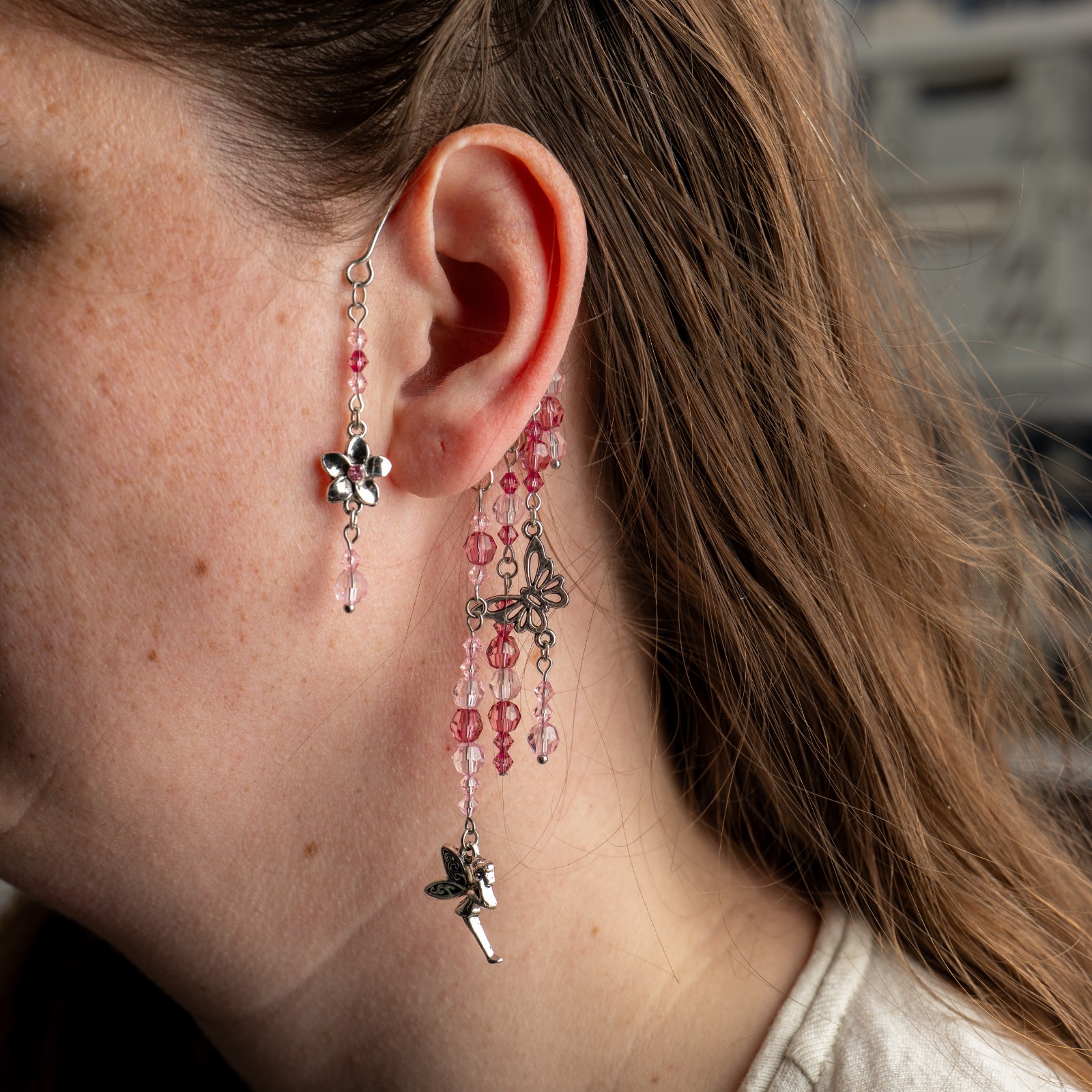 Roze/paarse elf ear cuffs (paar) – fairycore oorhangers zonder gaatje