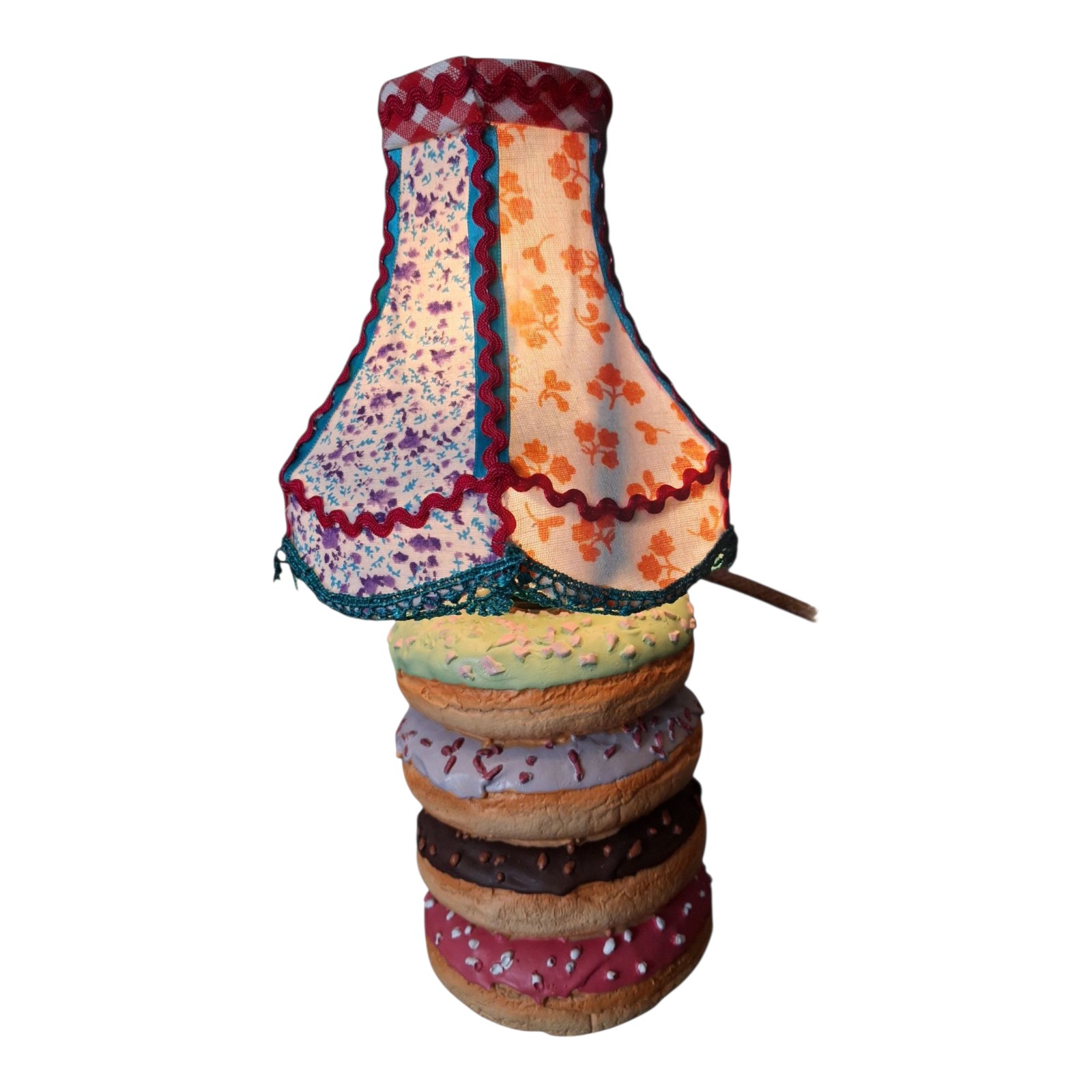 Uniek handgemaakt kleurrijk – kitsch tafellamp donut
