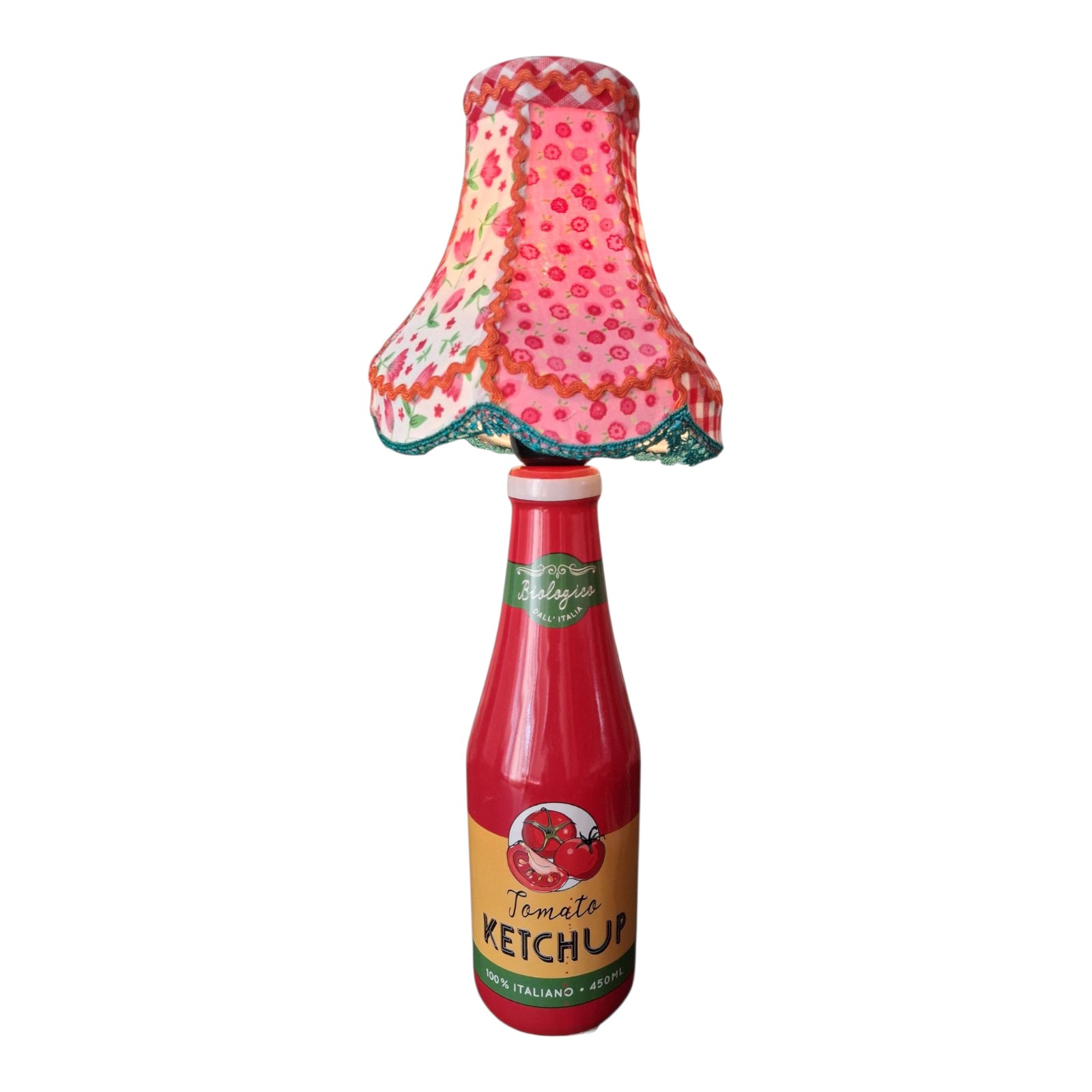 Uniek handgemaakt kleurrijk – kitsch tafellamp ketchup - 95218 Uniek handgemaakt kleurrijk – kitsch tafellamp ketchup