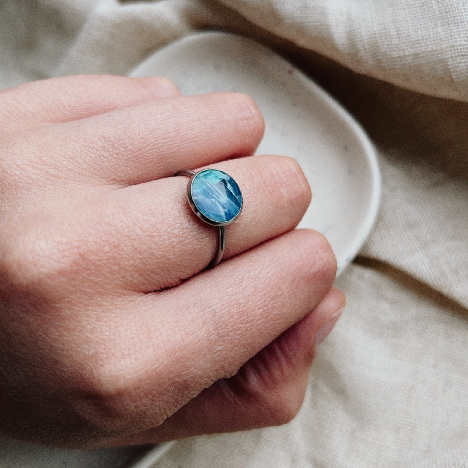 Blauwe ring (verstelbaar)