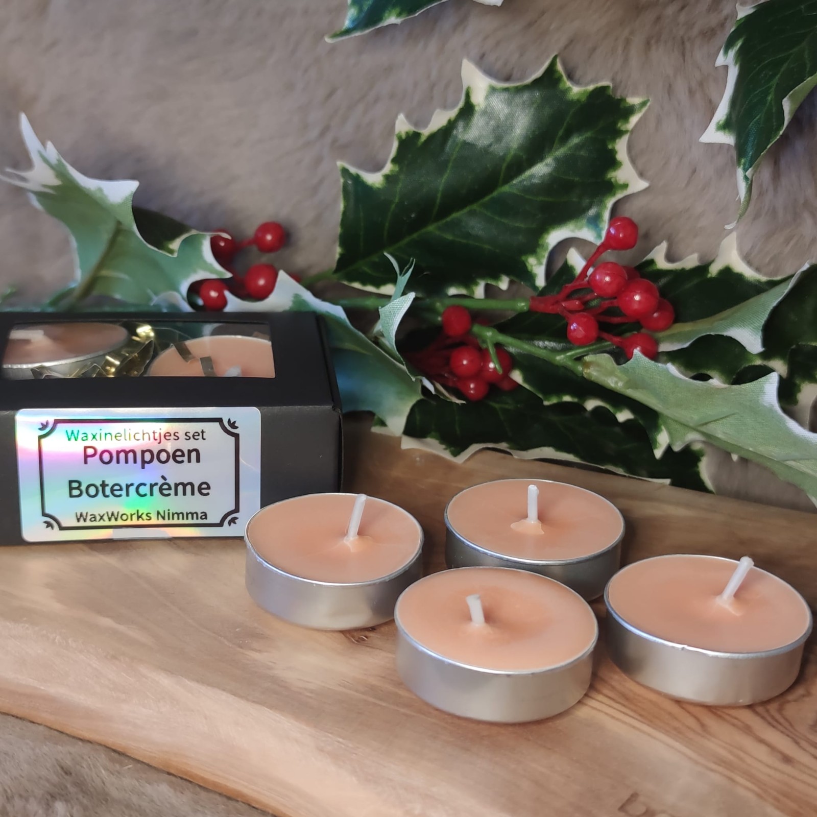 Waxinelichtjes set Pompoen Botercreme - 55891 Waxinelichtjes set Pompoen Botercreme
