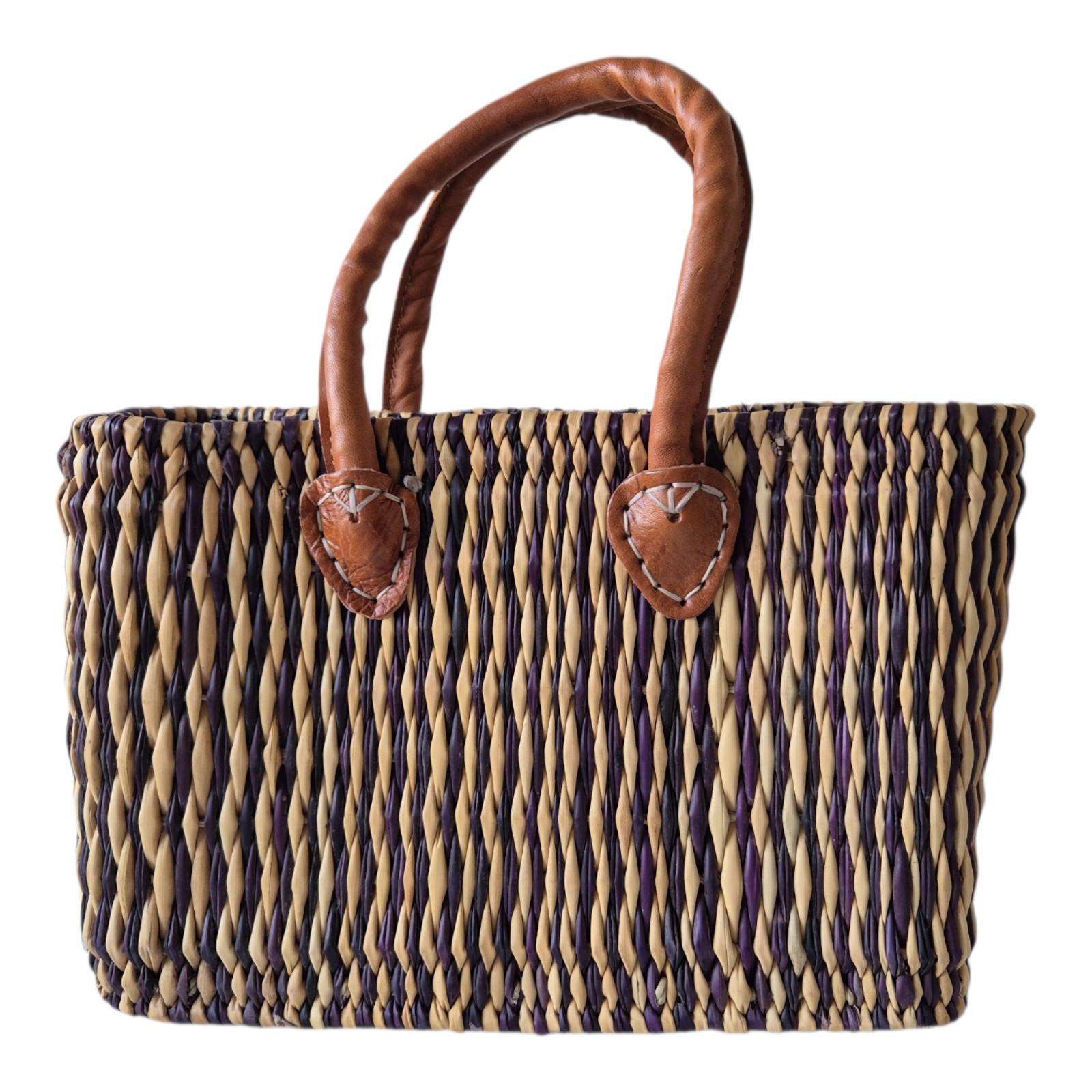 Boho Straw Bag with Leather Handles -Closure | Handmade Beach Bag - M… - 132543 Boho Straw Bag with Leather Handles -Closure | Handmade Beach Bag - Market Tote | Summer Shoulder Bag | Unique Boho Gift for Her