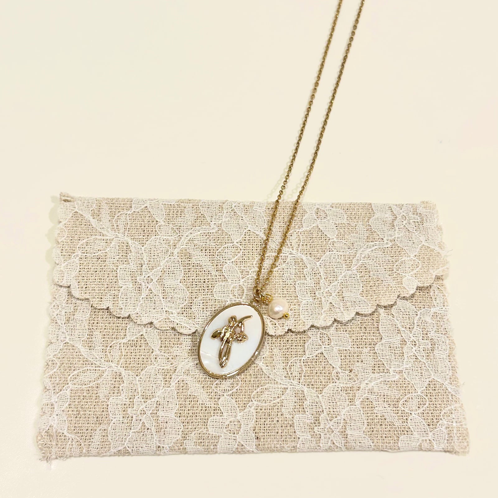 Golden Pearl Floral Necklace - Snowdrop✨ - 131565 Gouden Bloemenhalsketting met Parel – Sneeuwklokje ✨