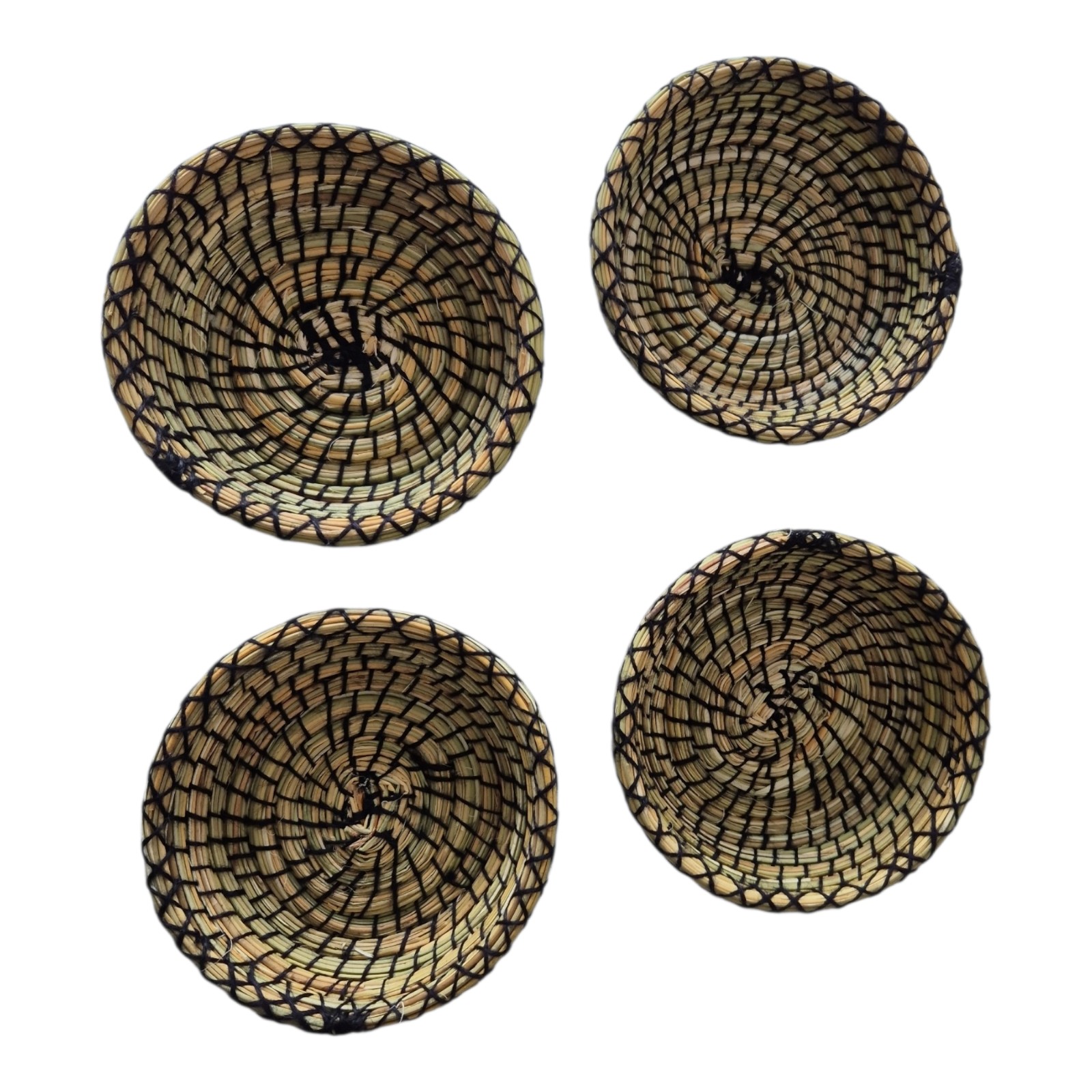 Handmade Berber Tuareg Basket Set of 4, Reed & Wool Moroccan Boho Dec… - 132589 Handmade Berber Tuareg Basket Set of 4, Reed & Wool Moroccan Boho Decor, Authentic Berber Basket, Woven Storage Basket, Unique Home