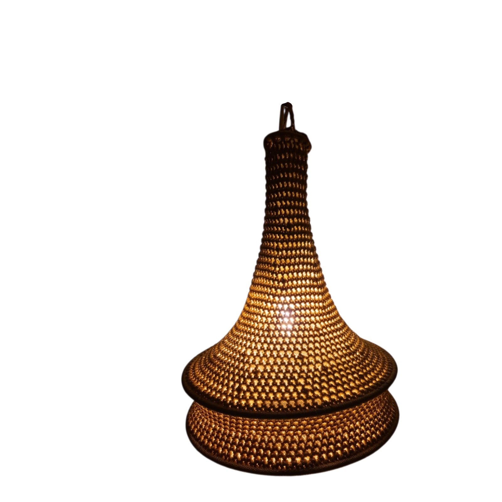 Handmade Moroccan Crochet Pendant Lamp Jouj-Boho Hippie Hanging Light… - 131685 Handmade Moroccan Crochet Pendant Lamp Jouj-Boho Hippie Hanging Light, Sculptural Boho Ceiling Lamp, Warm Ambient Lighting.