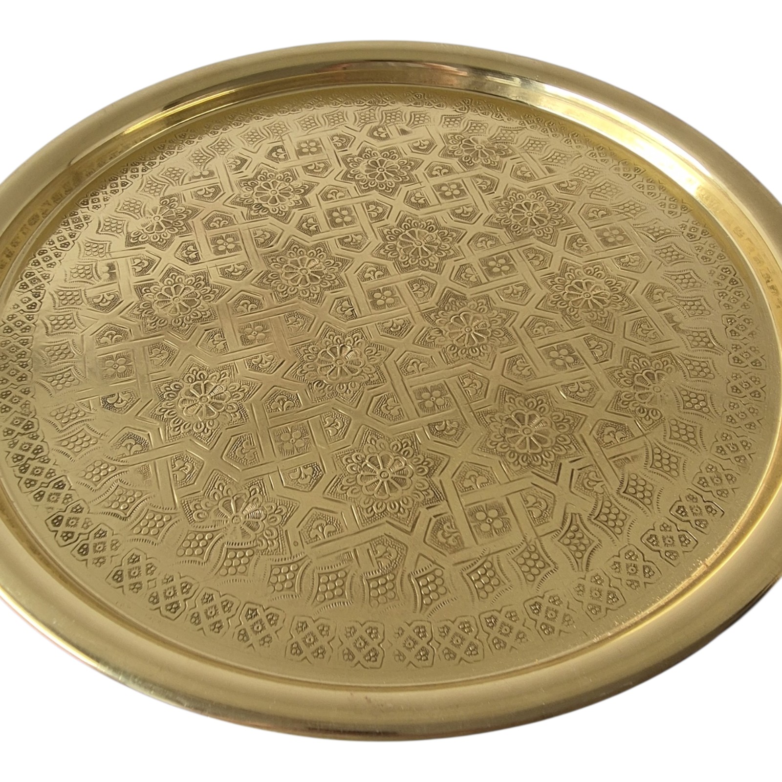 Vintage Moroccan Brass Coffee Table Handmade Engraved Copper Tray Fol… - 131975 Vintage Moroccan Brass Coffee Table Handmade Engraved Copper Tray Folding Legs ⌀42,5cm.