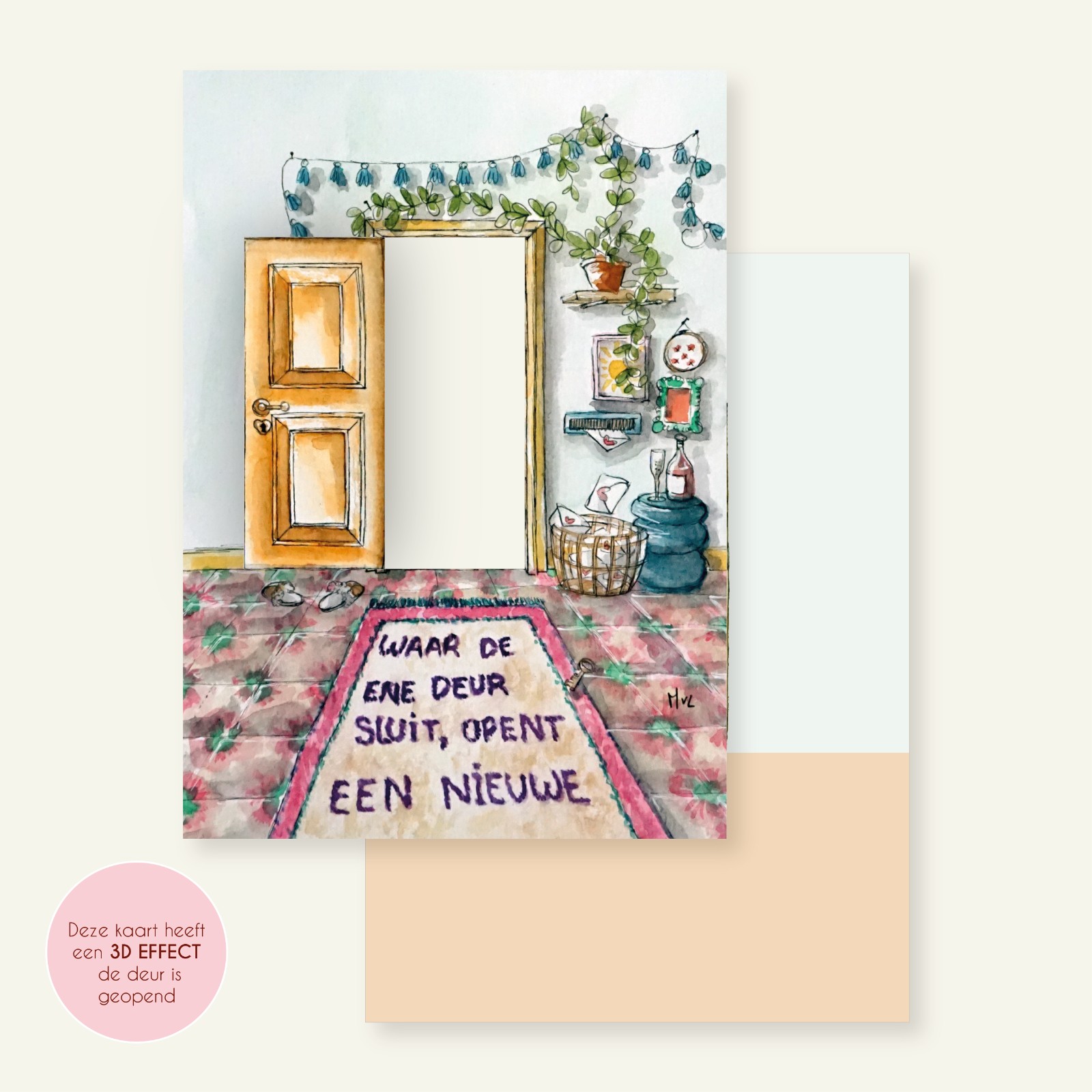 Waar de ene deur sluit, opent een nieuwe, wenskaart 10x15cm