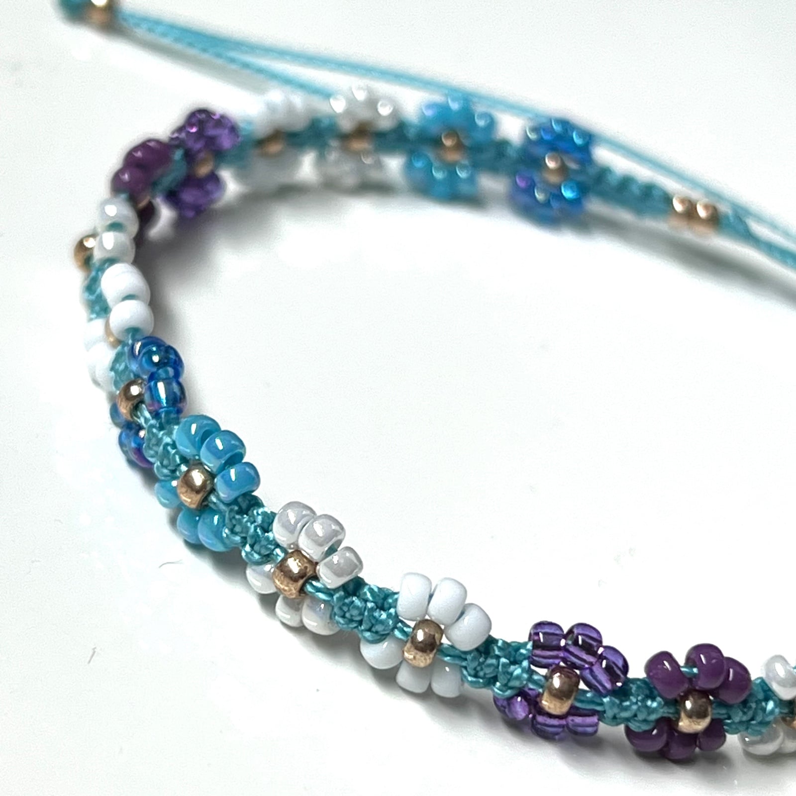 Enkelbandje blauw/groen/wit - 139754 Enkelbandje blauw/groen/wit