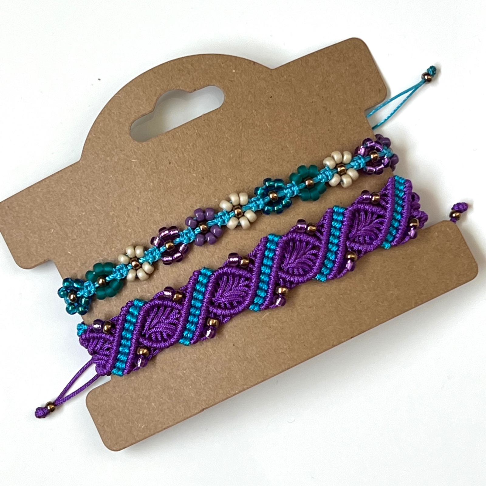 Macramé armbanden paars-aqua - 139748 Macramé armbanden paars-aqua
