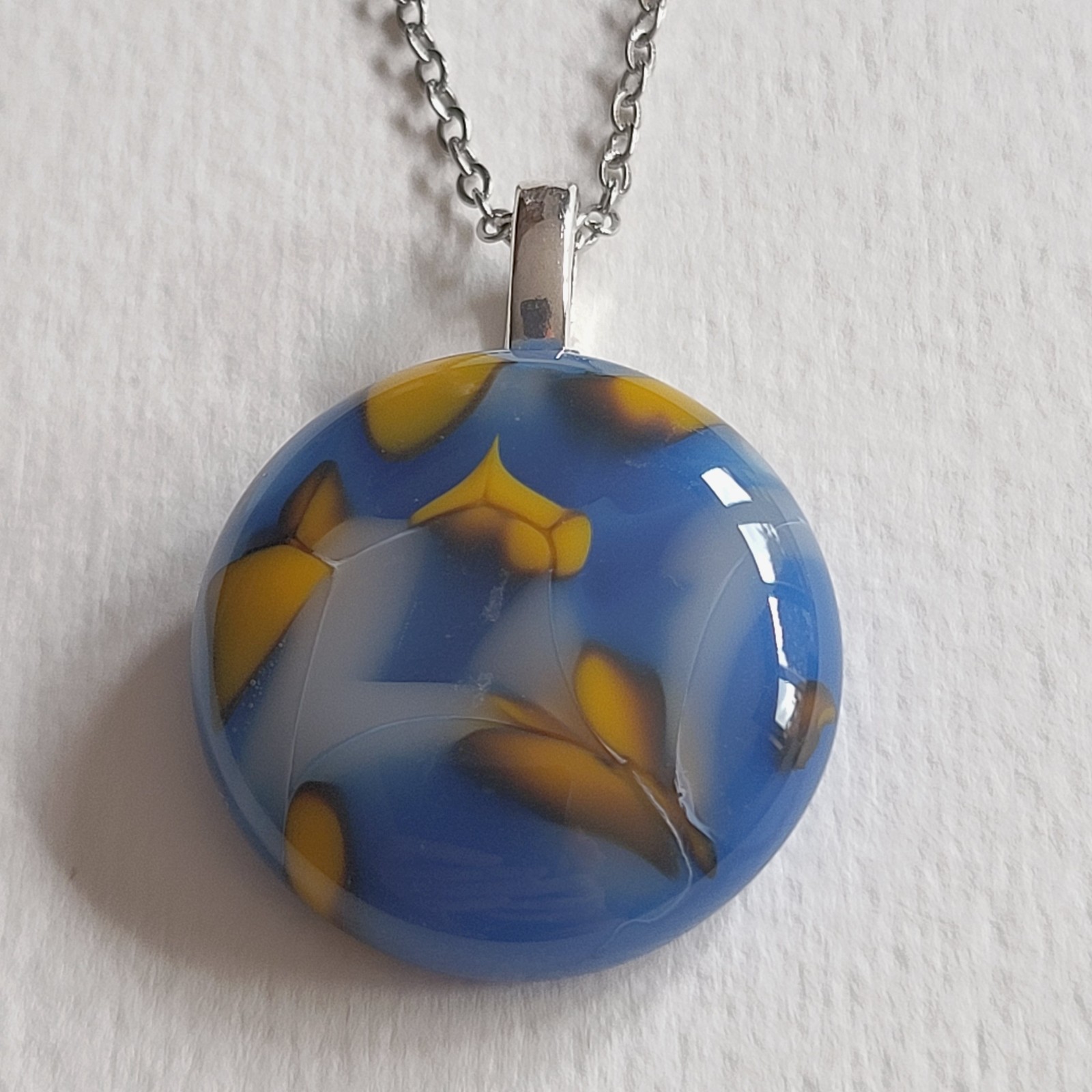 Gouden Vleugels - RVS ketting met uniek glas hanger - 146790 Gouden Vleugels - RVS ketting met uniek glas hanger