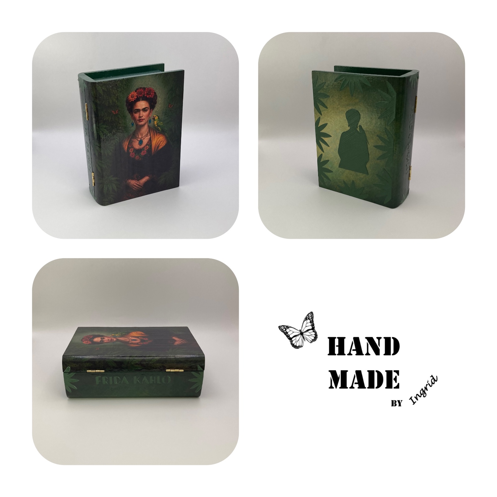 Handgedecoreerd houten kistje in boekvorm ‘Frida Kahlo’