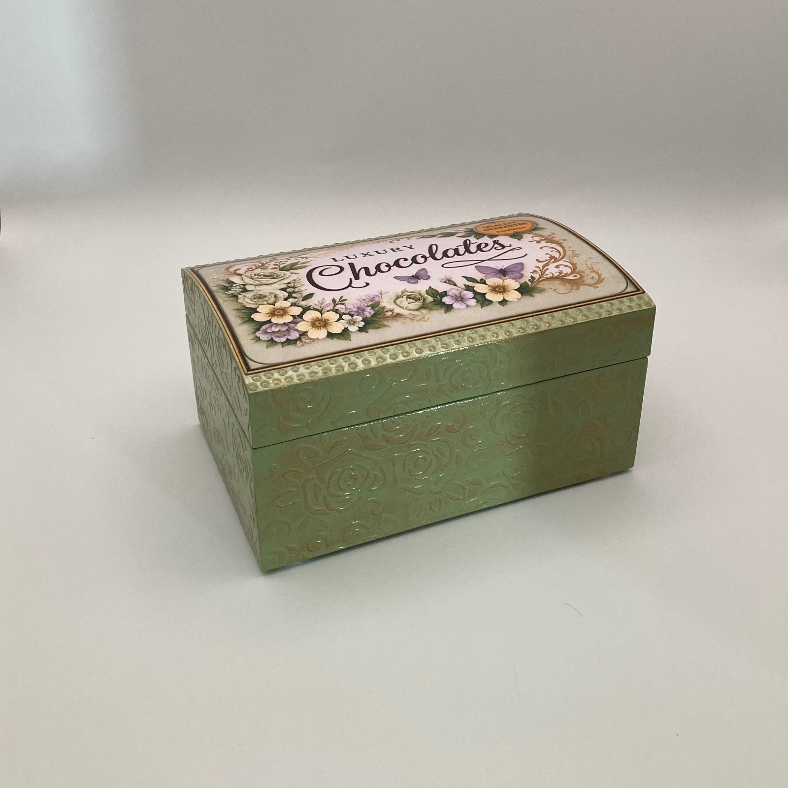 Handgedecoreerde bamboe bewaardoos ‘Chocolate’ - 146092 Handgedecoreerde bamboe bewaardoos ‘Chocolate’