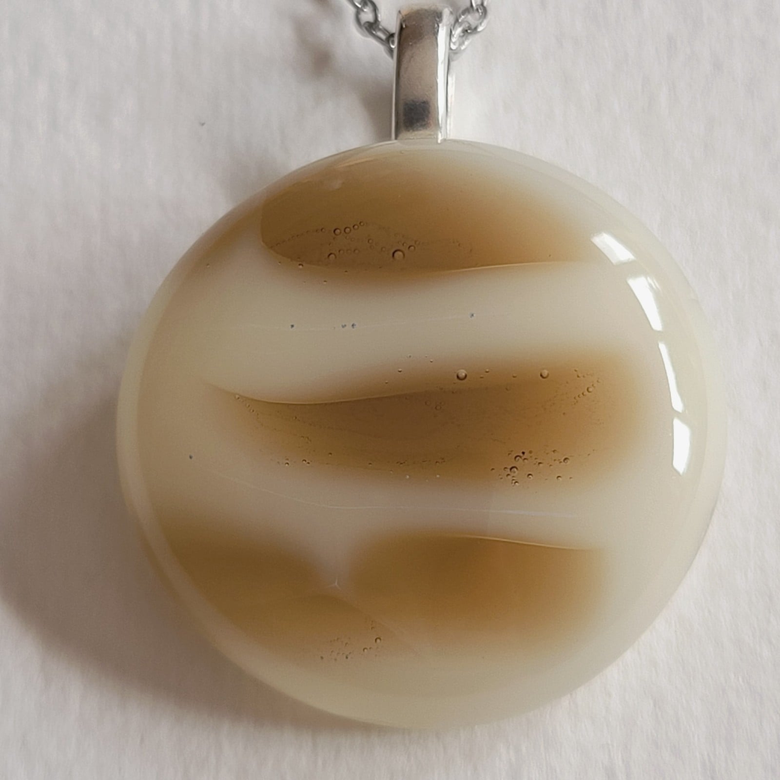 Zandglans - RVS ketting met uniek glas hanger - 146808 Zandglans - RVS ketting met uniek glas hanger