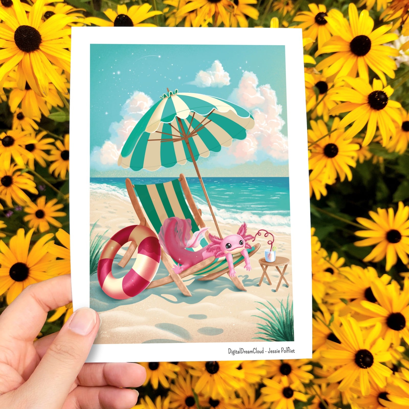 Axolotl beach, home decor dierenprint, art print, 14,8x21 cm(5.8x8.2 … - 152045 Axolotl beach, home decor dierenprint, art print, 14,8x21 cm(5.8x8.2 inch)