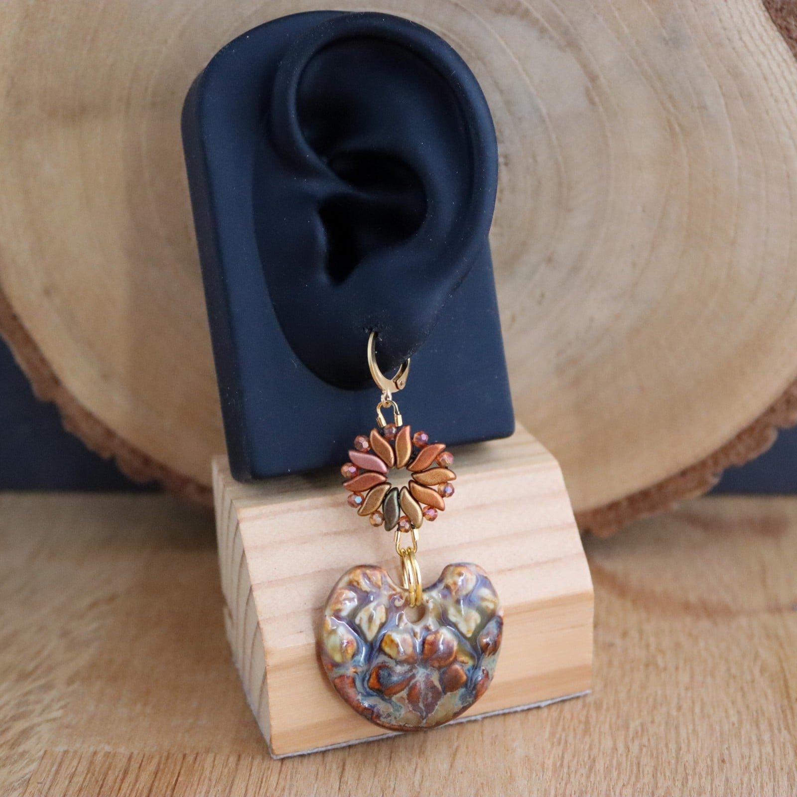 Ancient Treasures & Bohemian Soul, artistieke oorbellen met keramisch… - 153855 Ancient Treasures & Bohemian Soul, artistieke oorbellen met keramische hangers