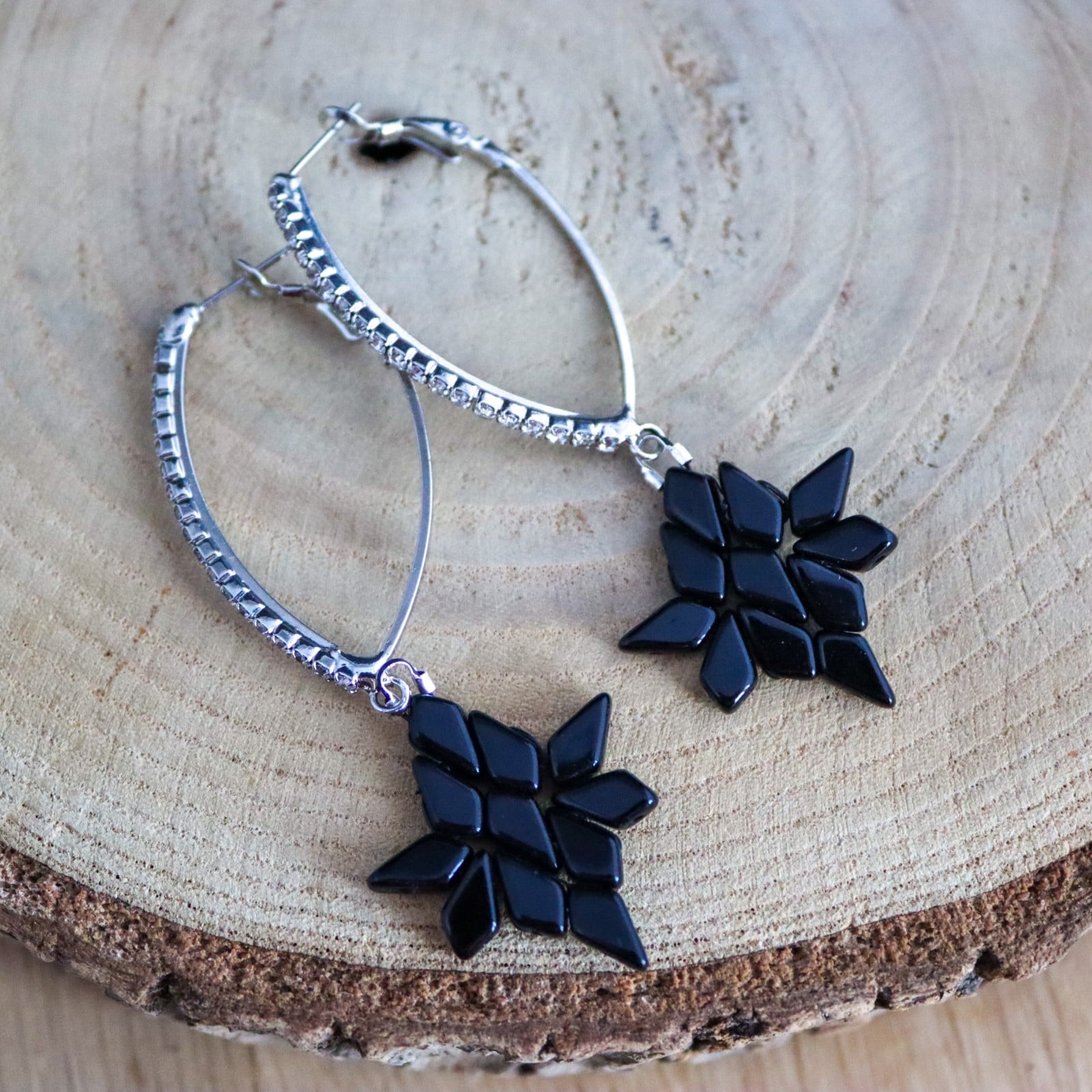 Business Chic & Avondglamour, zwarte geometrische Art Deco oorbellen
