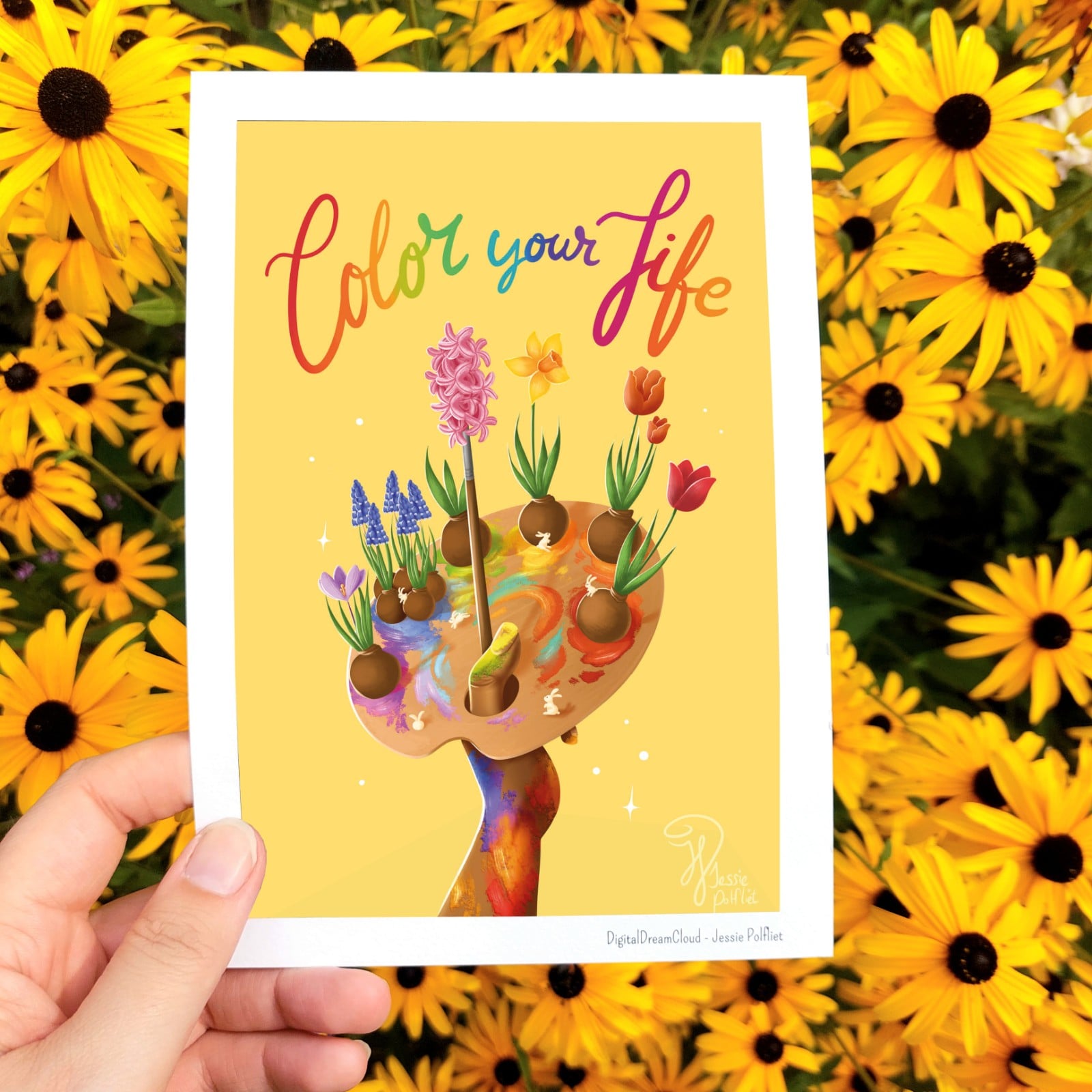 Color your life lente bloemen op schilders pallette , art print, 14,8… - 152327 Color your life lente bloemen op schilders pallette , art print, 14,8x21 cm(5.8x8.2 inch)