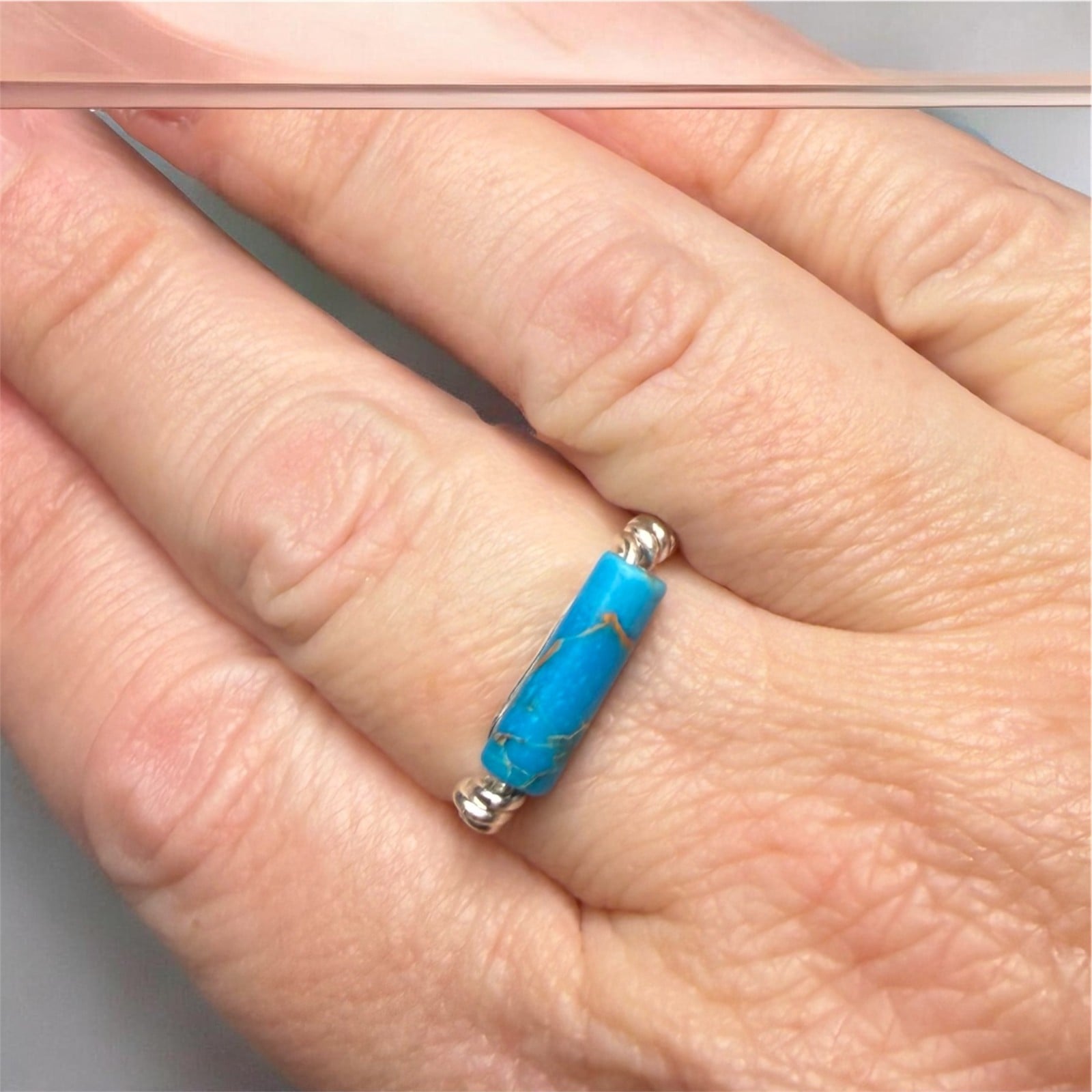 Turquoise en zilveren band
