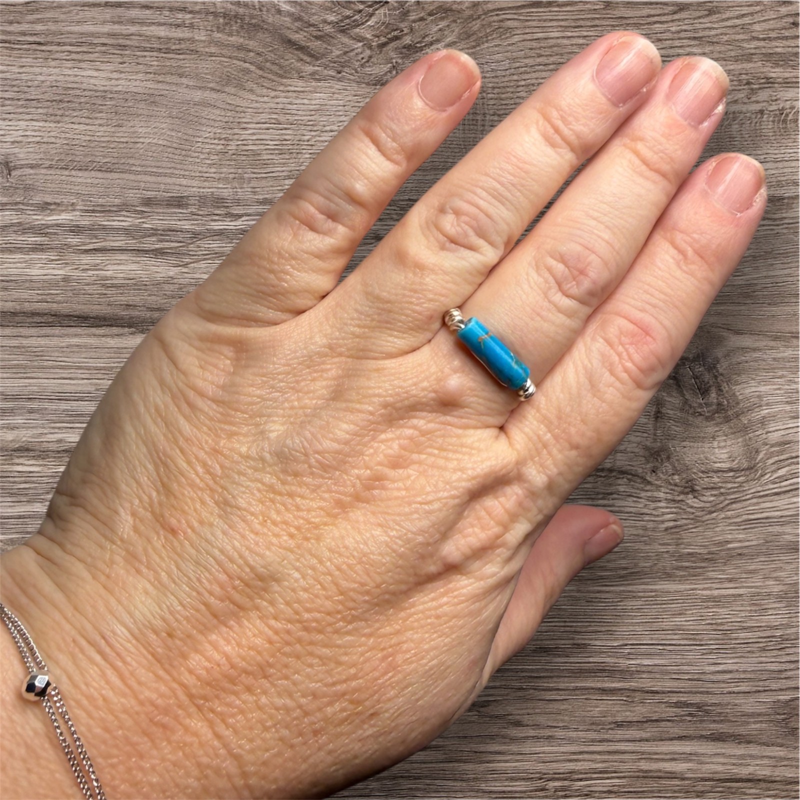 Turquoise en zilveren band