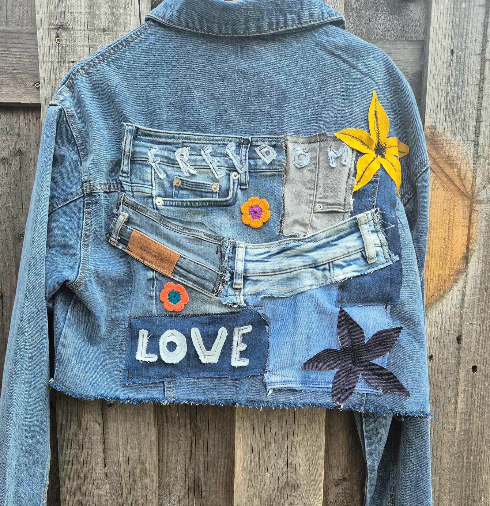 Freedom & Love – One of a Kind Upcycled Denim Festival Jacket - 154592 Freedom & Love – One of a Kind Upcycled Denim Festival Jacket