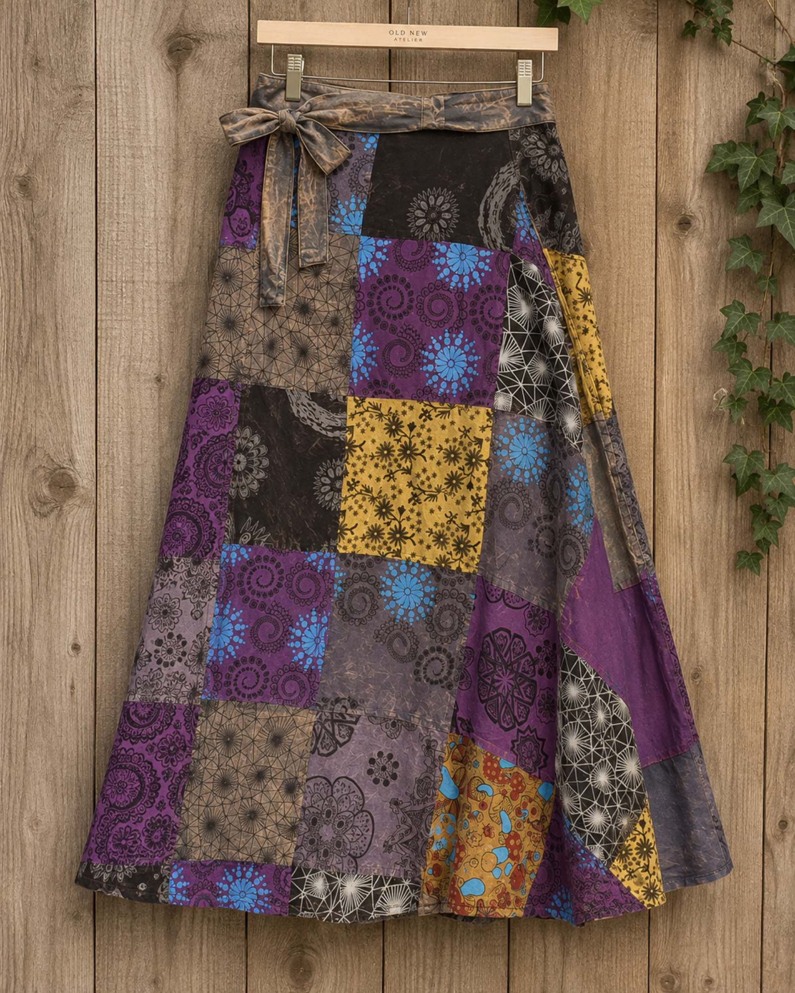 Boho Patchwork Wrap Rok Paars ā 100% Katoen | Handmade in Nepal - 154398 Boho Patchwork Wrap Rok Paars ā 100% Katoen | Handmade in Nepal