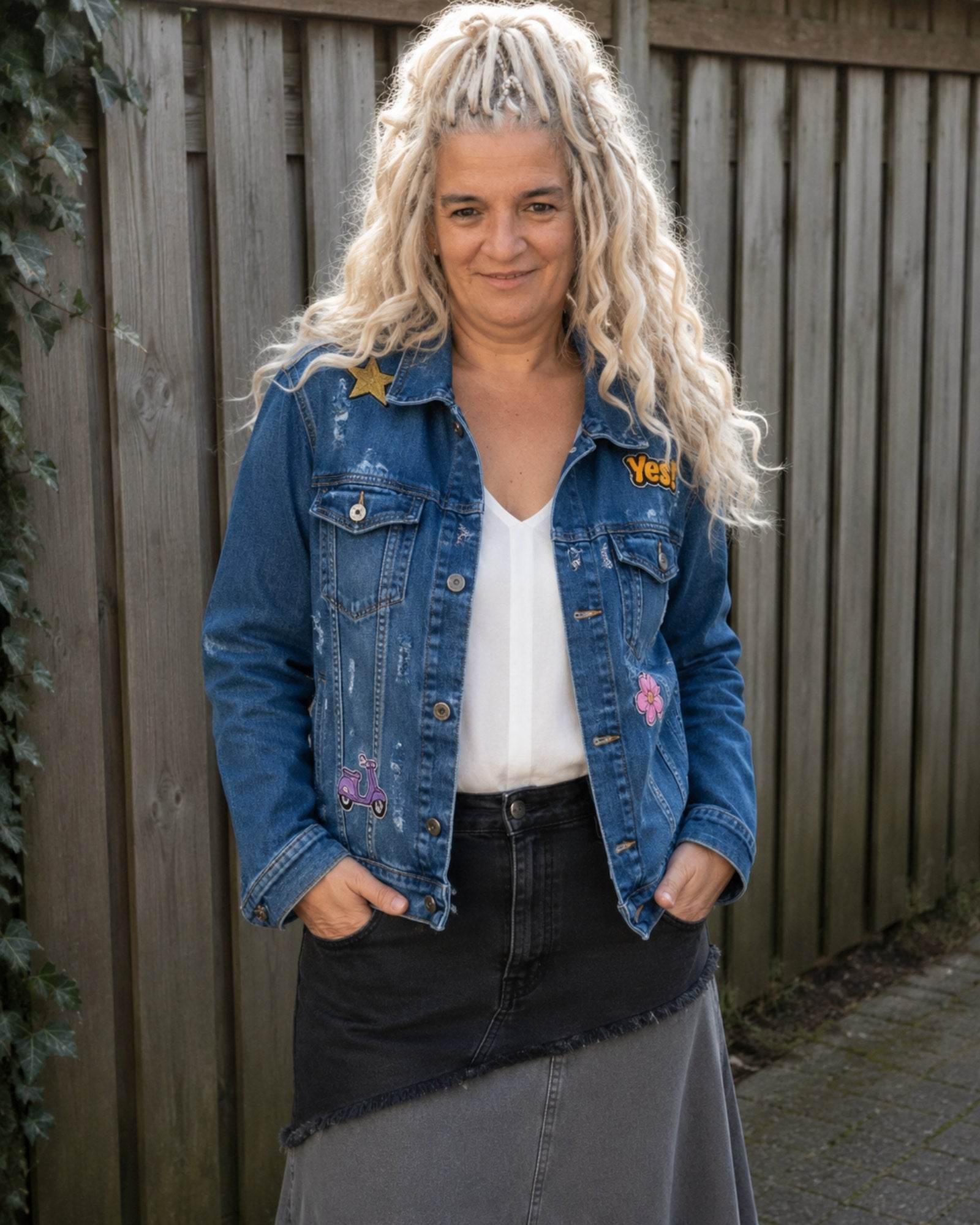 Flower Child– Upcycled Denim Jasje - 154538 Flower Child– Upcycled Denim Jasje
