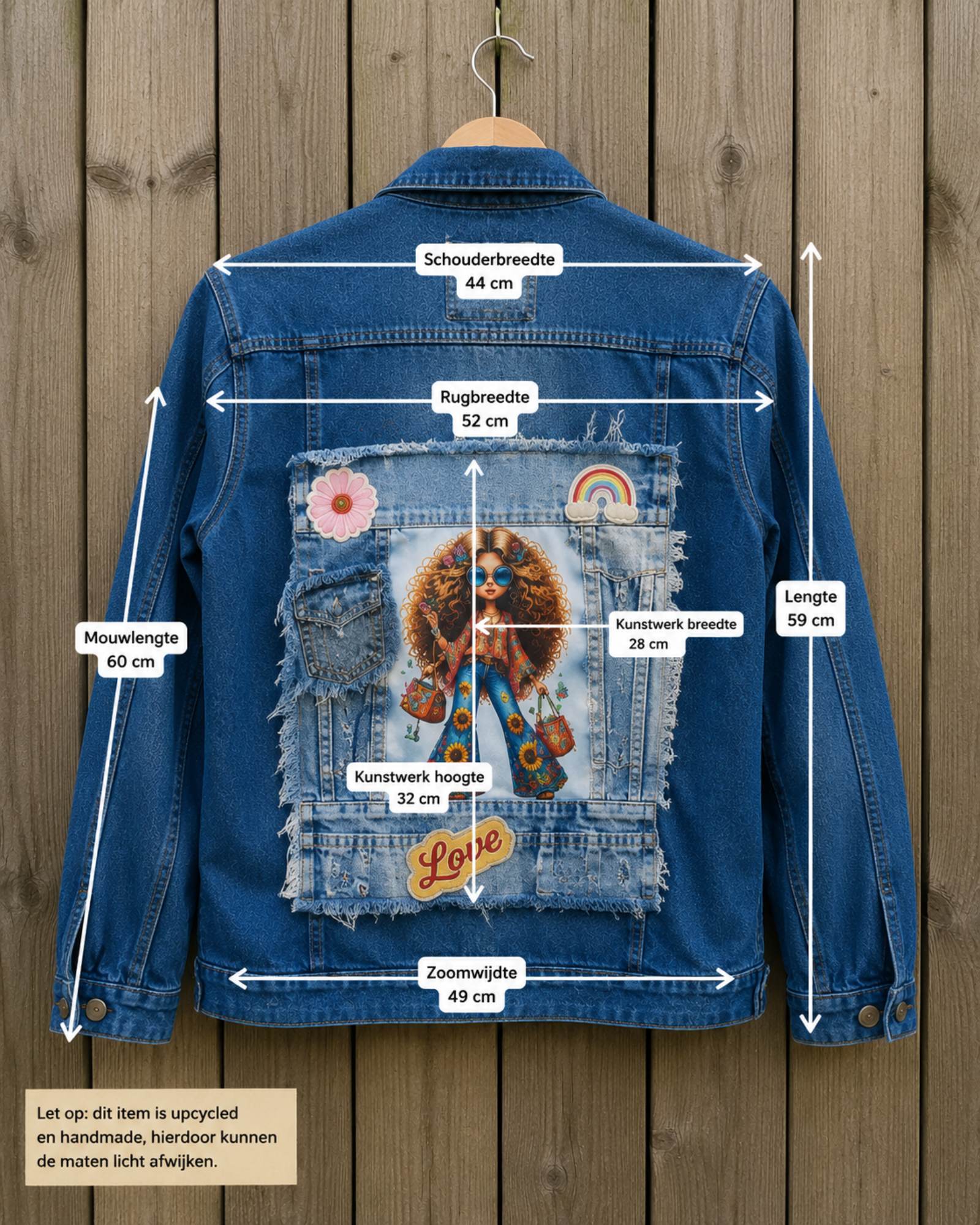 Flower Child– Upcycled Denim Jasje - 154544 Flower Child– Upcycled Denim Jasje