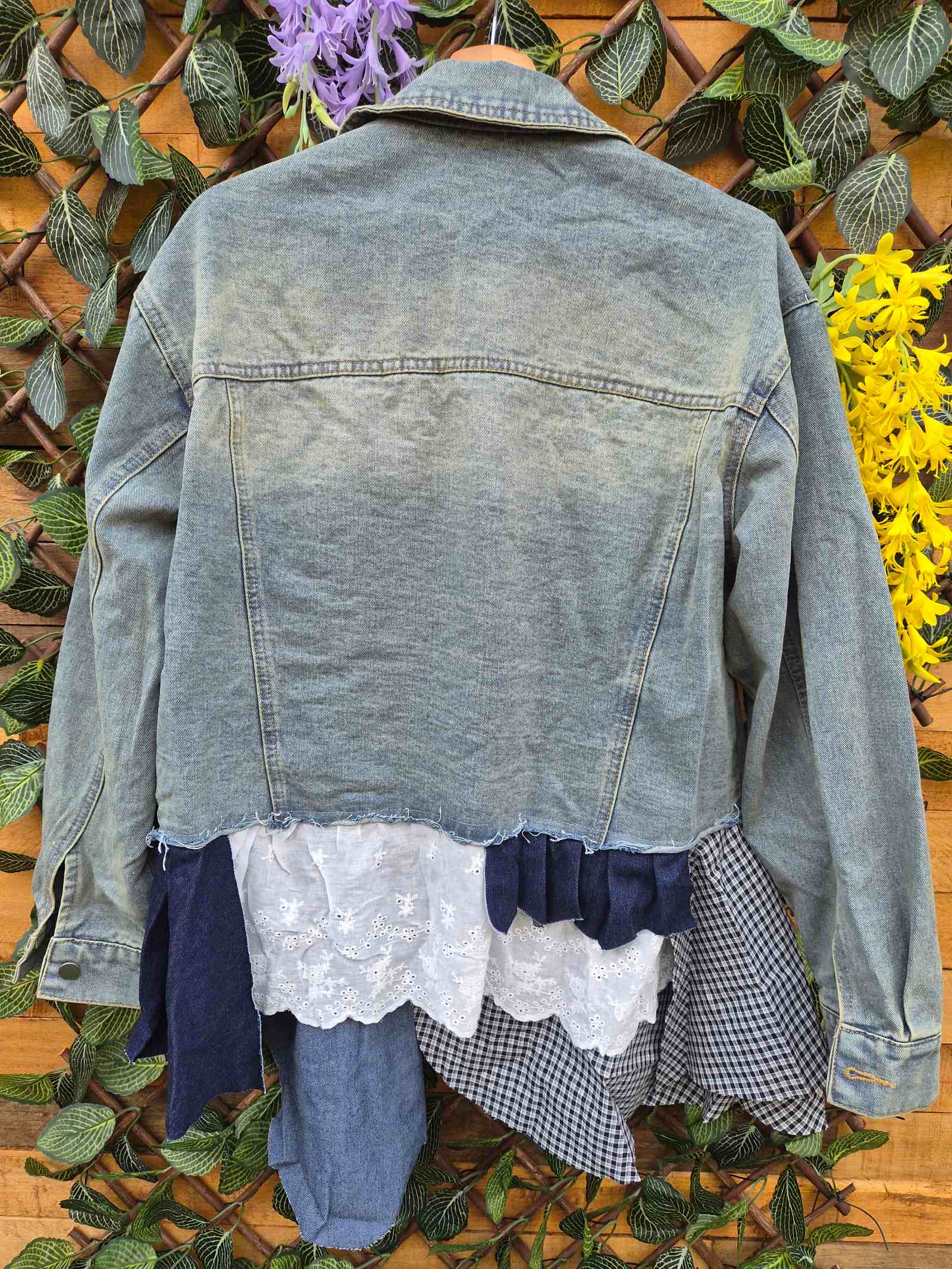 Boho Lace Denim Jacket – One of a Kind - 154373 Boho Lace Denim Jacket – One of a Kind