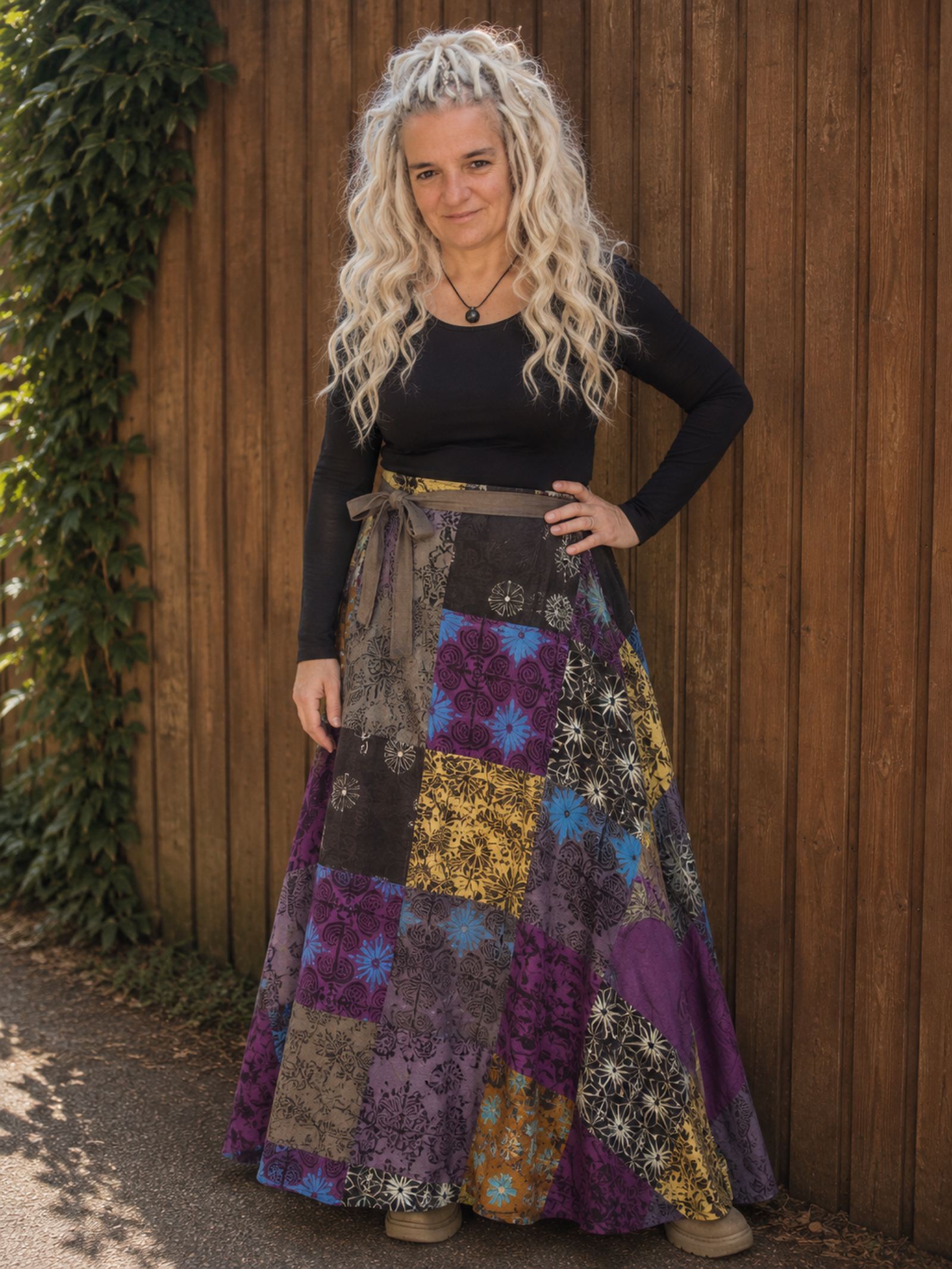 Boho Patchwork Wrap Rok Paars ā 100% Katoen | Handmade in Nepal - 154392 Boho Patchwork Wrap Rok Paars ā 100% Katoen | Handmade in Nepal