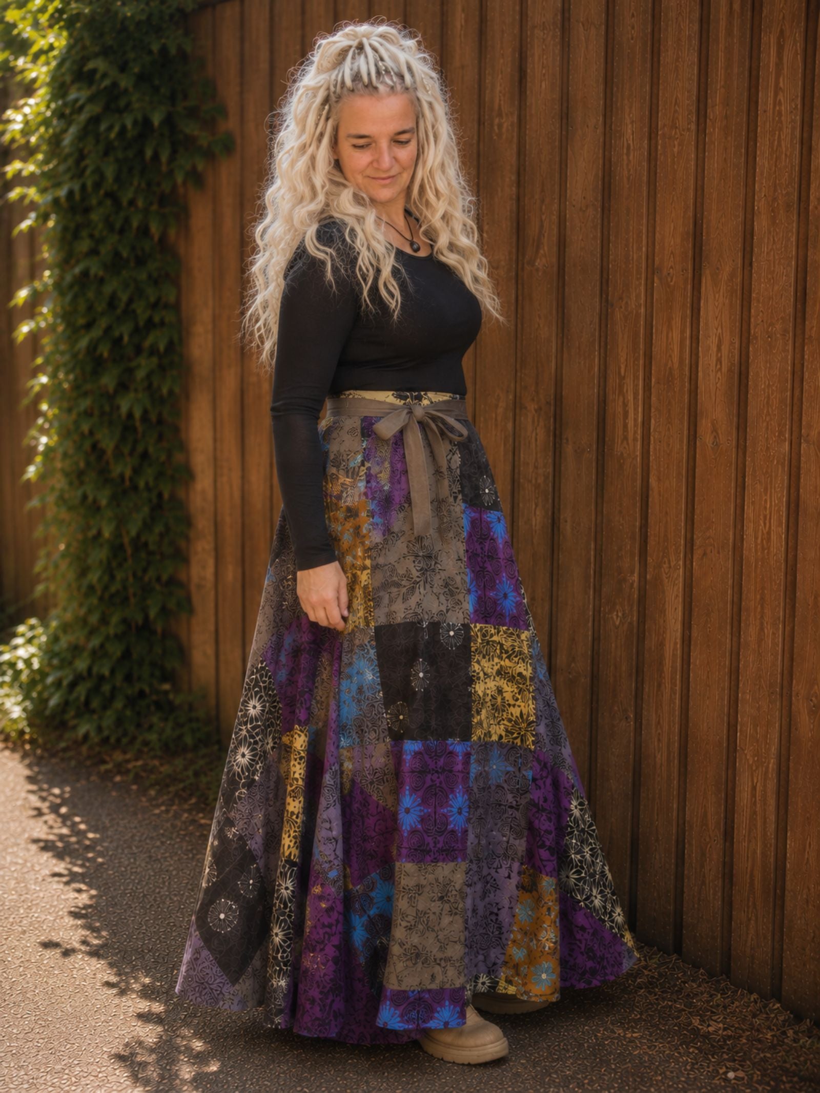 Boho Patchwork Wrap Rok Paars ā 100% Katoen | Handmade in Nepal - 154393 Boho Patchwork Wrap Rok Paars ā 100% Katoen | Handmade in Nepal