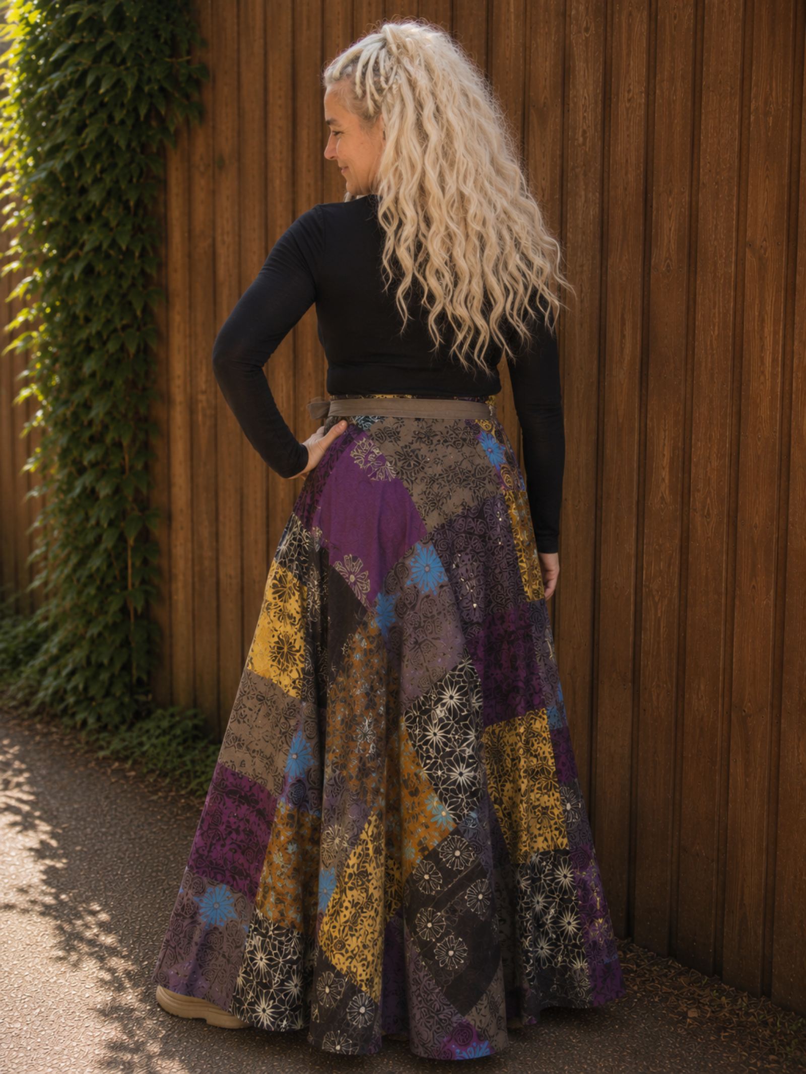 Boho Patchwork Wrap Rok Paars ā 100% Katoen | Handmade in Nepal - 154394 Boho Patchwork Wrap Rok Paars ā 100% Katoen | Handmade in Nepal