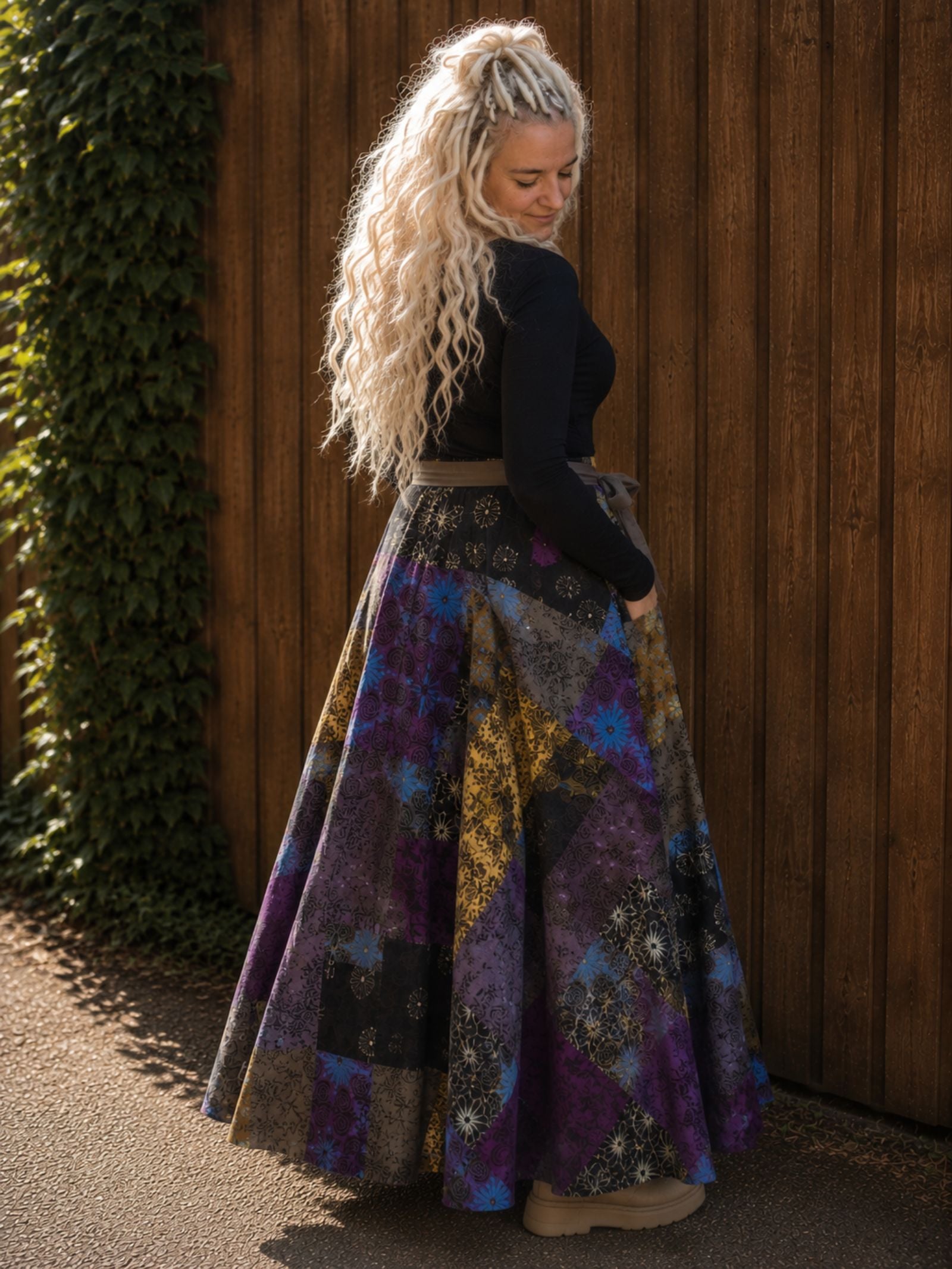 Boho Patchwork Wrap Rok Paars ā 100% Katoen | Handmade in Nepal - 154396 Boho Patchwork Wrap Rok Paars ā 100% Katoen | Handmade in Nepal