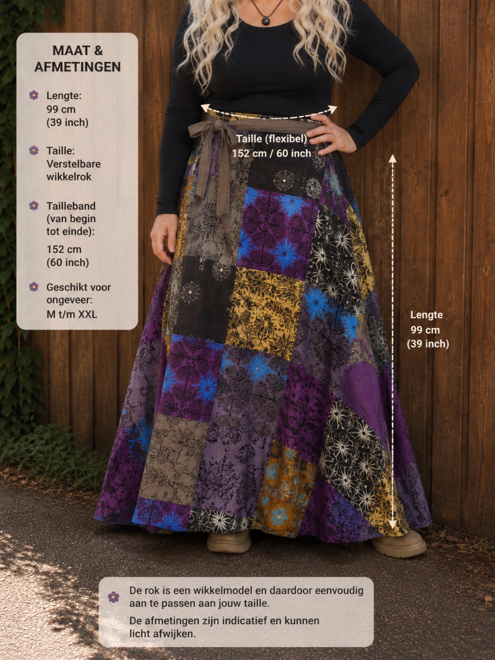 Boho Patchwork Wrap Rok Paars ā 100% Katoen | Handmade in Nepal - 154400 Boho Patchwork Wrap Rok Paars ā 100% Katoen | Handmade in Nepal