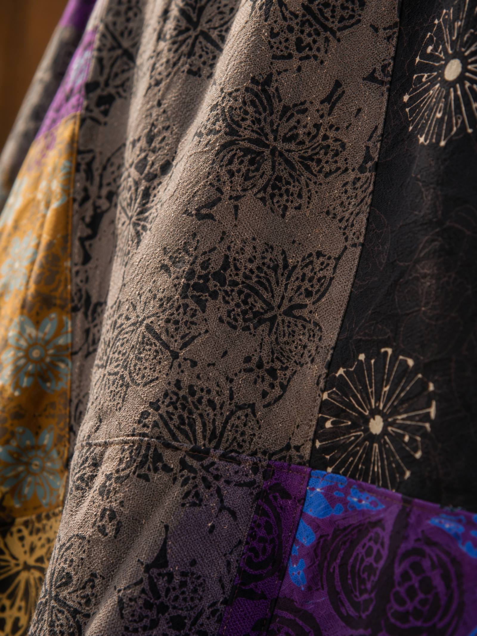 Boho Patchwork Wrap Rok Paars ā 100% Katoen | Handmade in Nepal - 154404 Boho Patchwork Wrap Rok Paars ā 100% Katoen | Handmade in Nepal