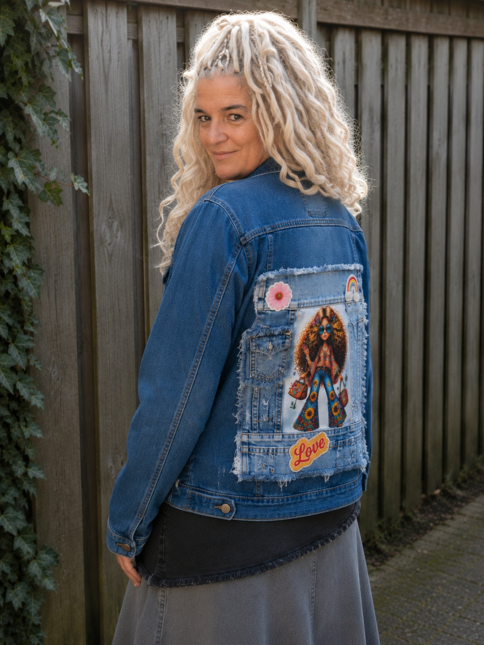 Flower Child– Upcycled Denim Jasje - 154541 Flower Child– Upcycled Denim Jasje