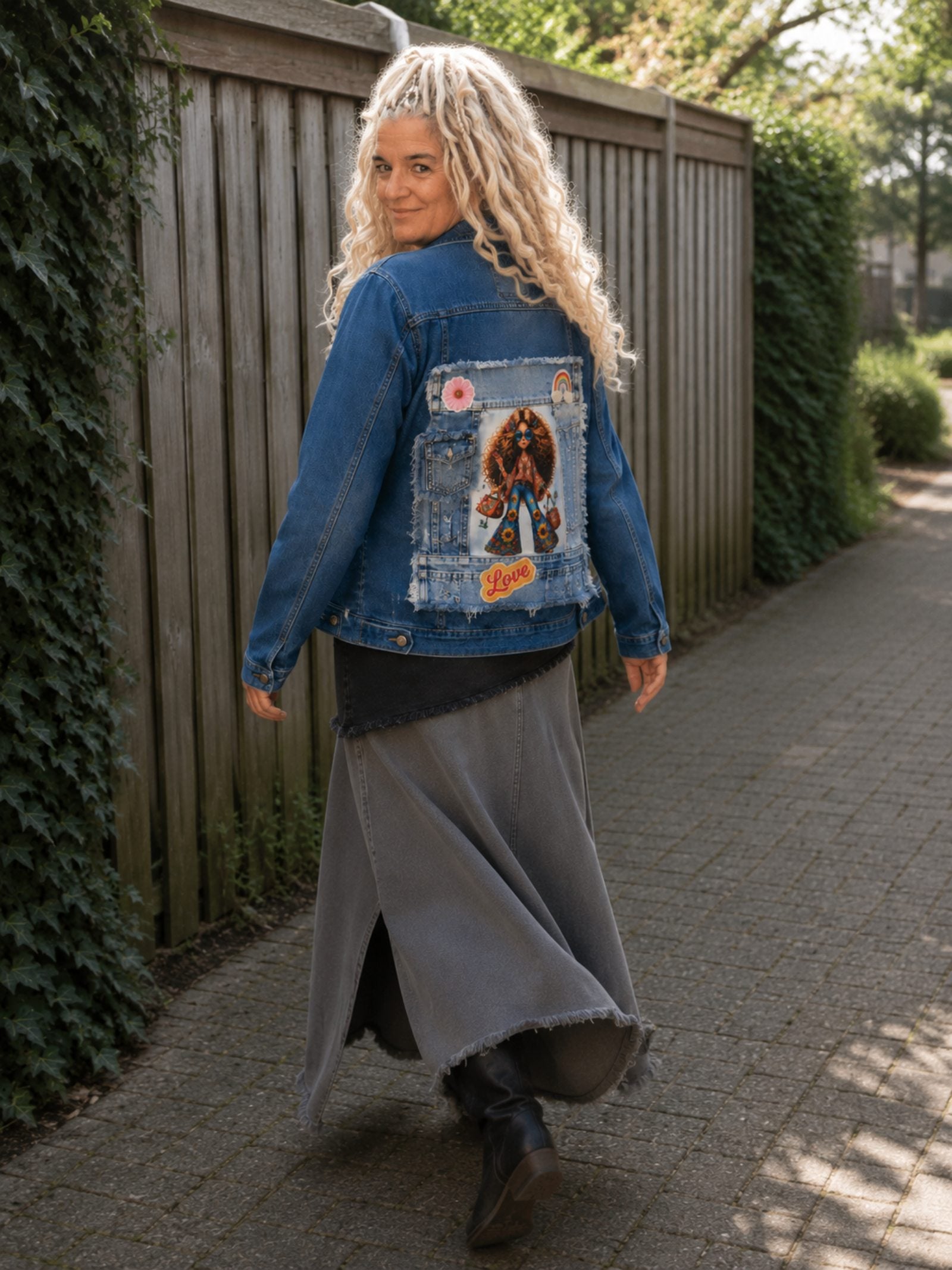 Flower Child– Upcycled Denim Jasje - 154543 Flower Child– Upcycled Denim Jasje