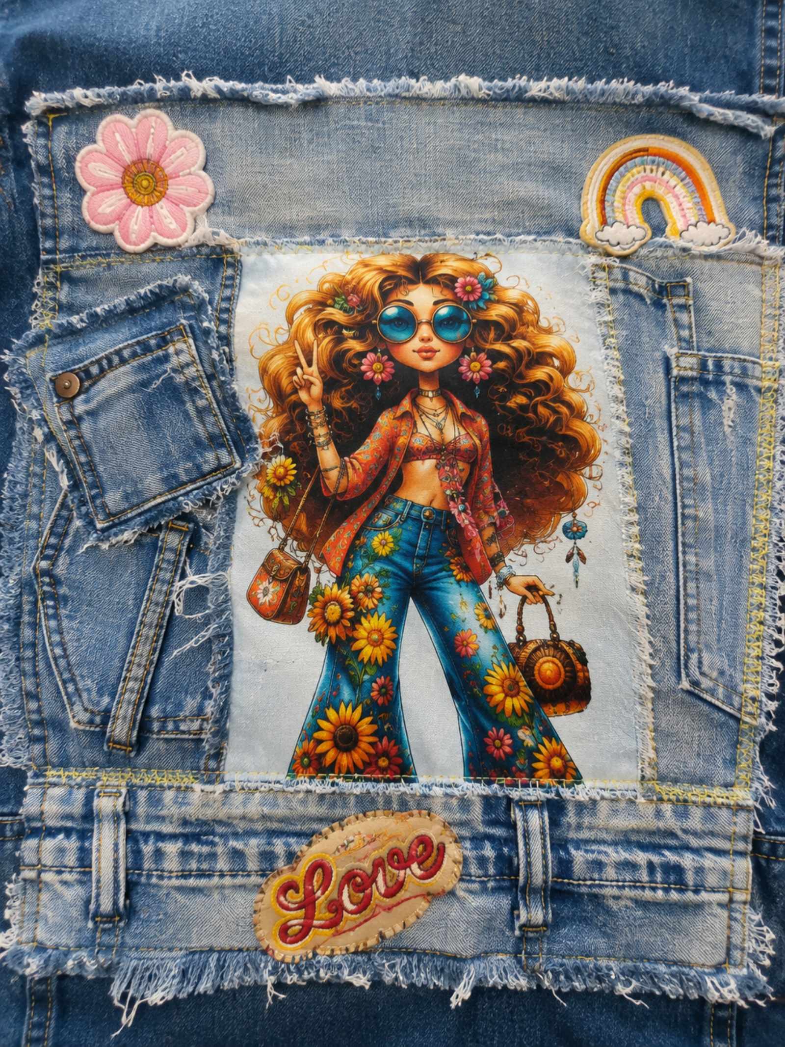 Flower Child– Upcycled Denim Jasje - 154545 Flower Child– Upcycled Denim Jasje