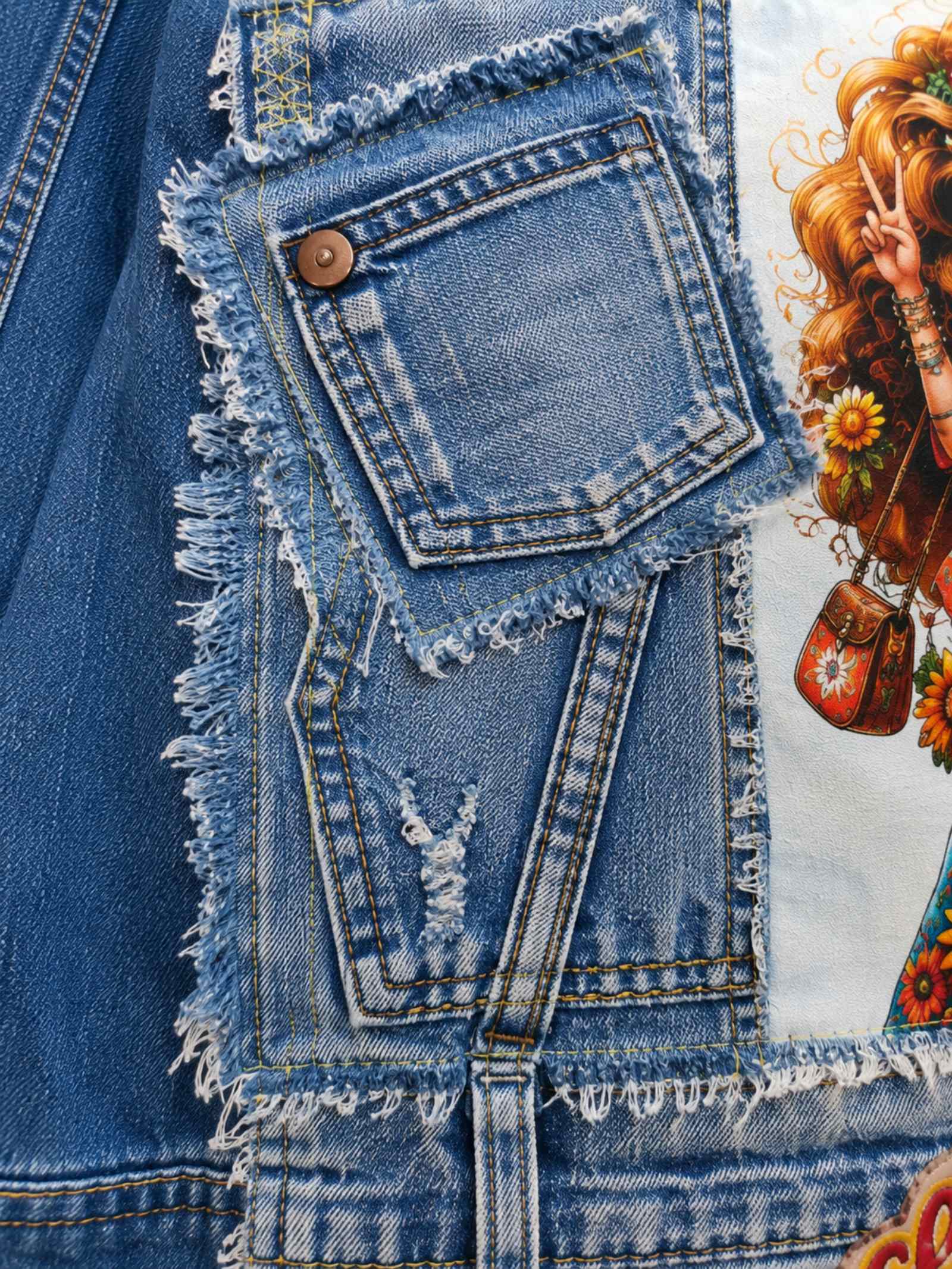 Flower Child– Upcycled Denim Jasje - 154546 Flower Child– Upcycled Denim Jasje